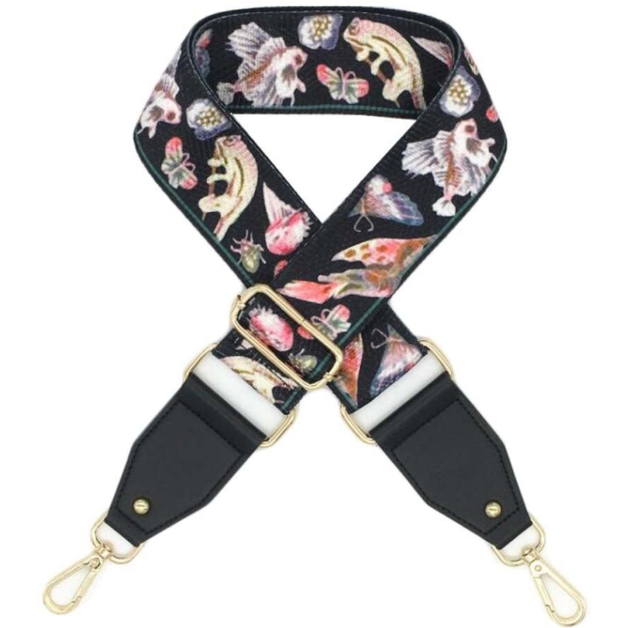 Wide Replacement Canvas Bag Strap Black Fish Crossbody Shoulder Strap Purse Handbag Adjustable Belt