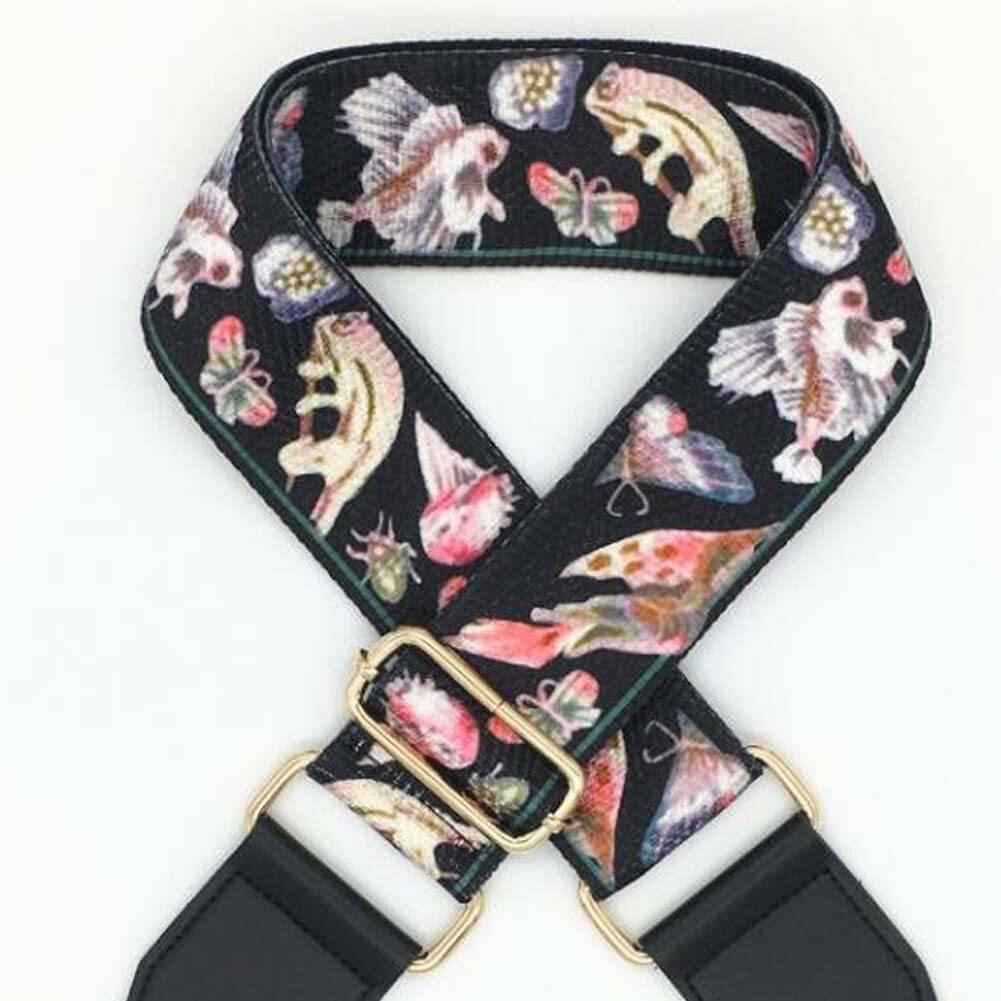 Wide Replacement Canvas Bag Strap Black Fish Crossbody Shoulder Strap Purse Handbag Adjustable Belt