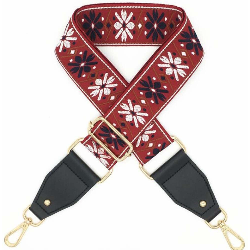 Red White Flower Wide Crossbody Canvas Bag Strap Replacement Purse Handbag Shoulder Strap Adjustable Belt