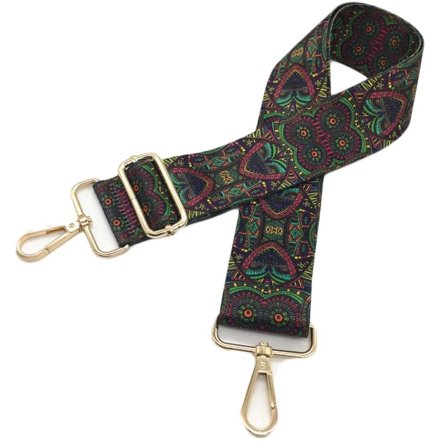 Green Replacement Adjustable Bag Strap Ethnic Style Wide Crossbody Shoulder Strap Messenger Bag Purse Handbag Belt