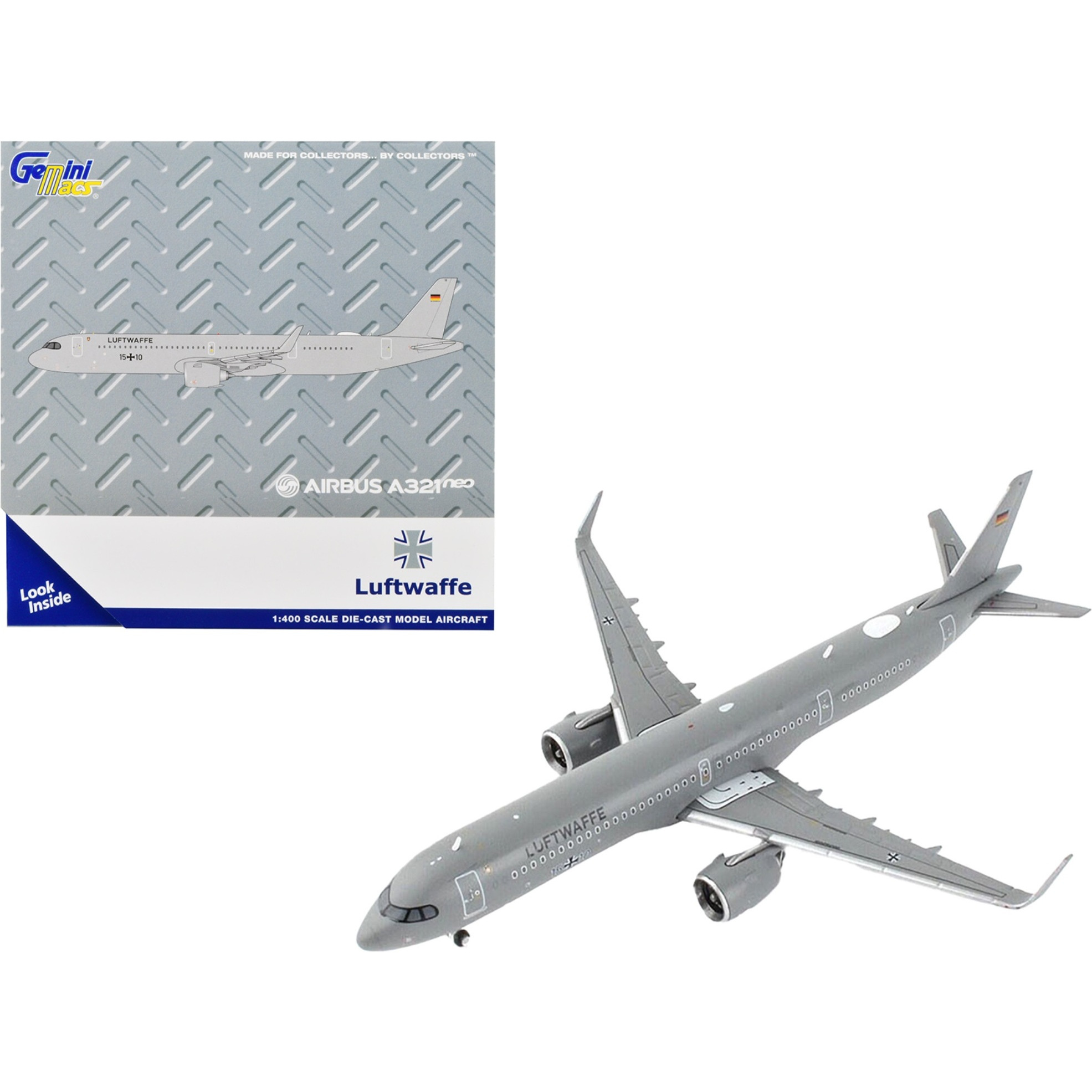 Airbus A321neo Transport Aircraft &quotGerman Luftwaffe" Gray &quotGemini Macs" Series 1/400 Diecast Model Airplane by GeminiJets