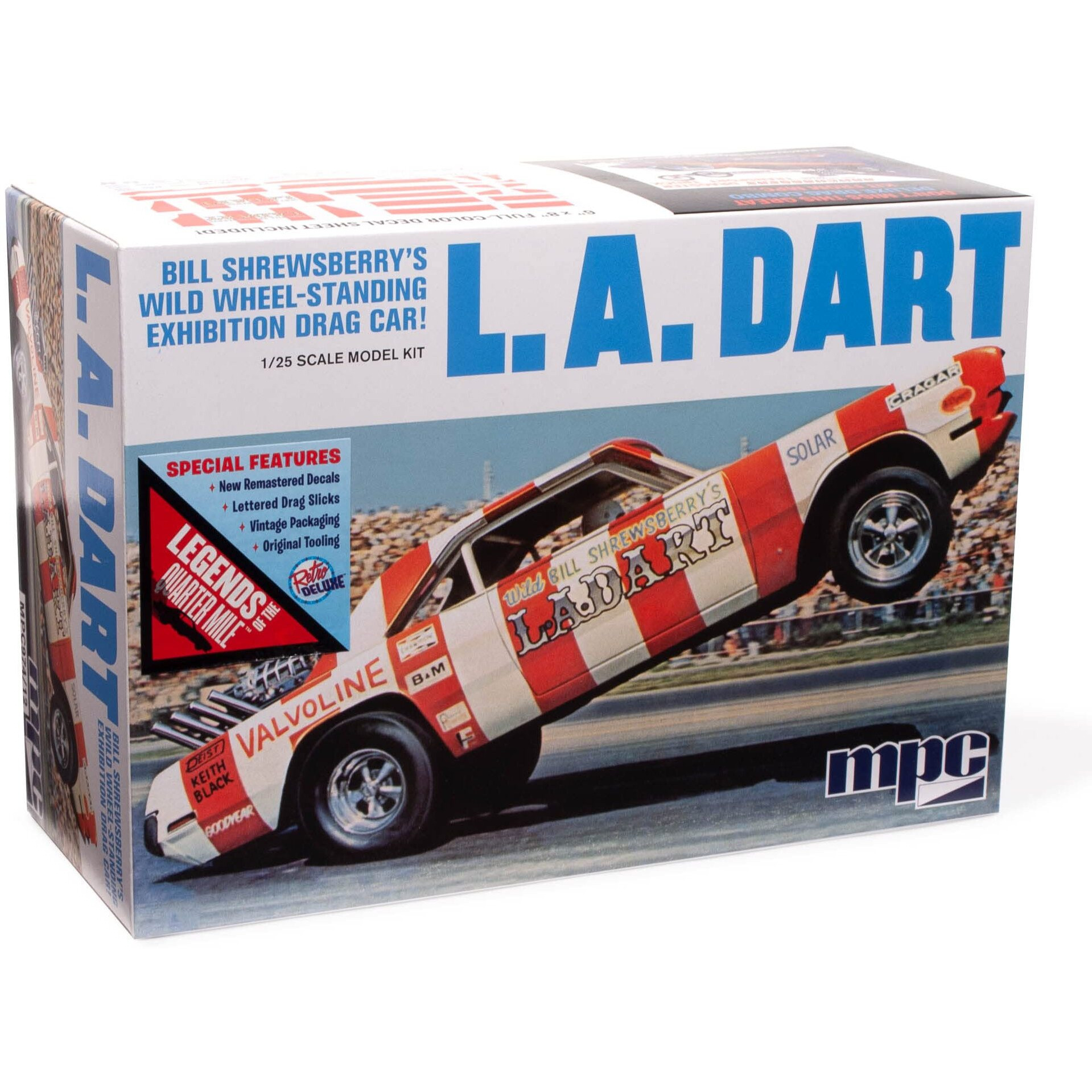 Skill 2 Model Kit Bill Shrewsberry's L.A. Dart Wheelstander Drag Car &quotLegends of the Quarter Mile" Series 1/25 Scale Model Car by MPC