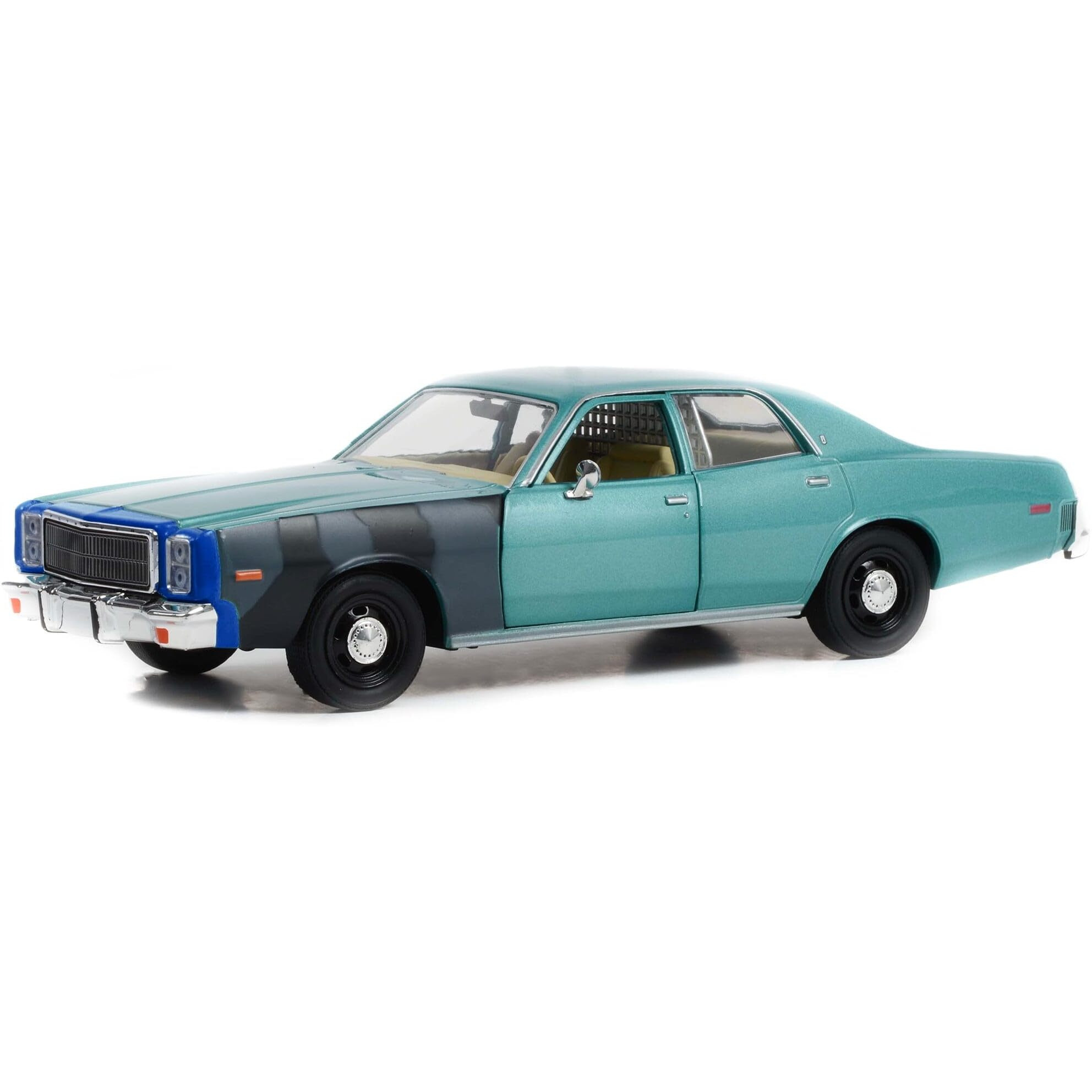 1977 Plymouth Fury Unrestored Turquoise Metallic (Sergeant Rick Hunter's) &quotHunter" (1984-1991) TV Series &quotHollywood Series" 1/24 Diecast Model Car by Greenlight