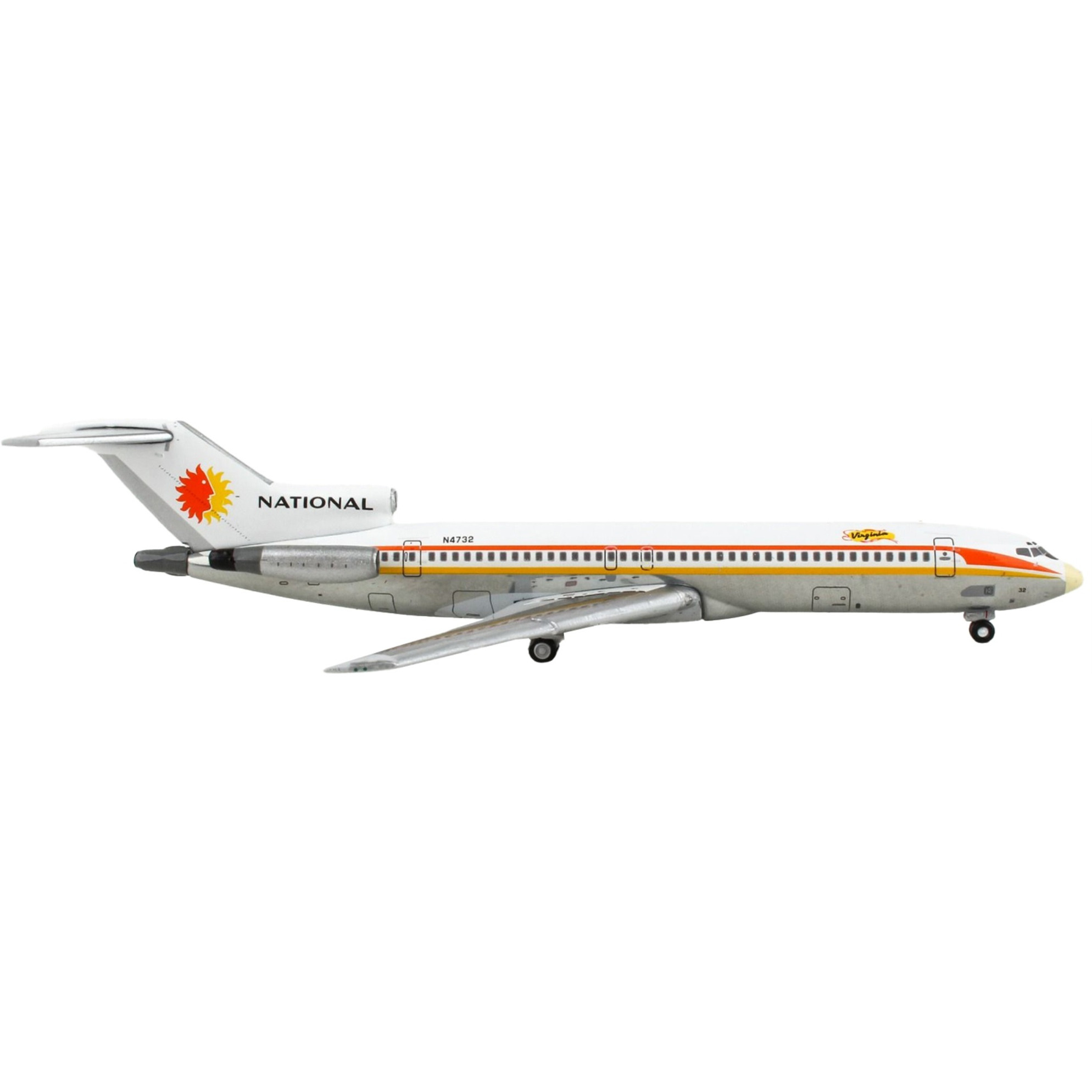 Boeing 727-200 Commercial Aircraft &quotNational Airlines" White with Yellow and Orange Stripes 1/400 Diecast Model Airplane by GeminiJets