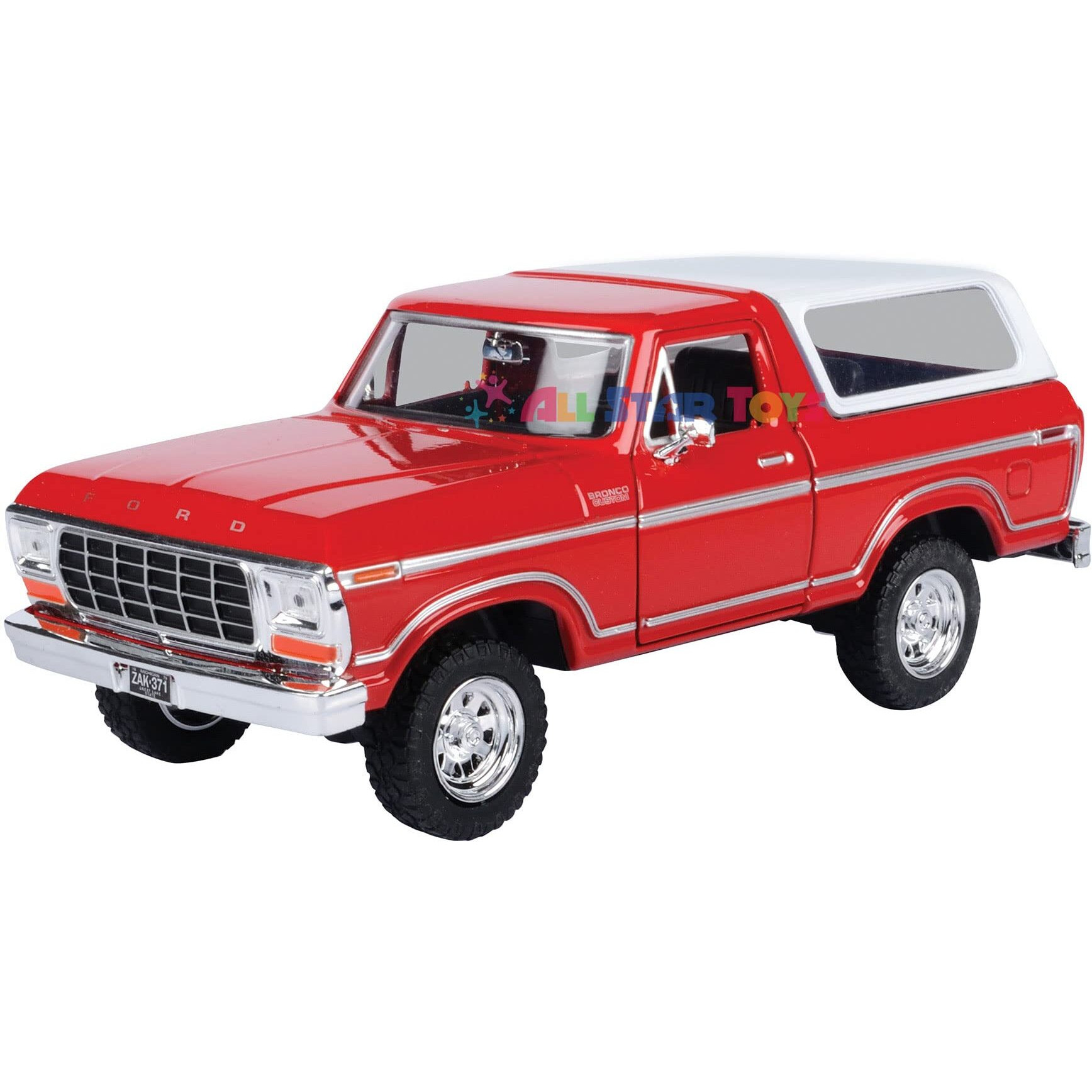 1978 Ford Bronco Custom Light Blue and White Timeless Legends Series 1/24 Diecast Model Car by Motormax