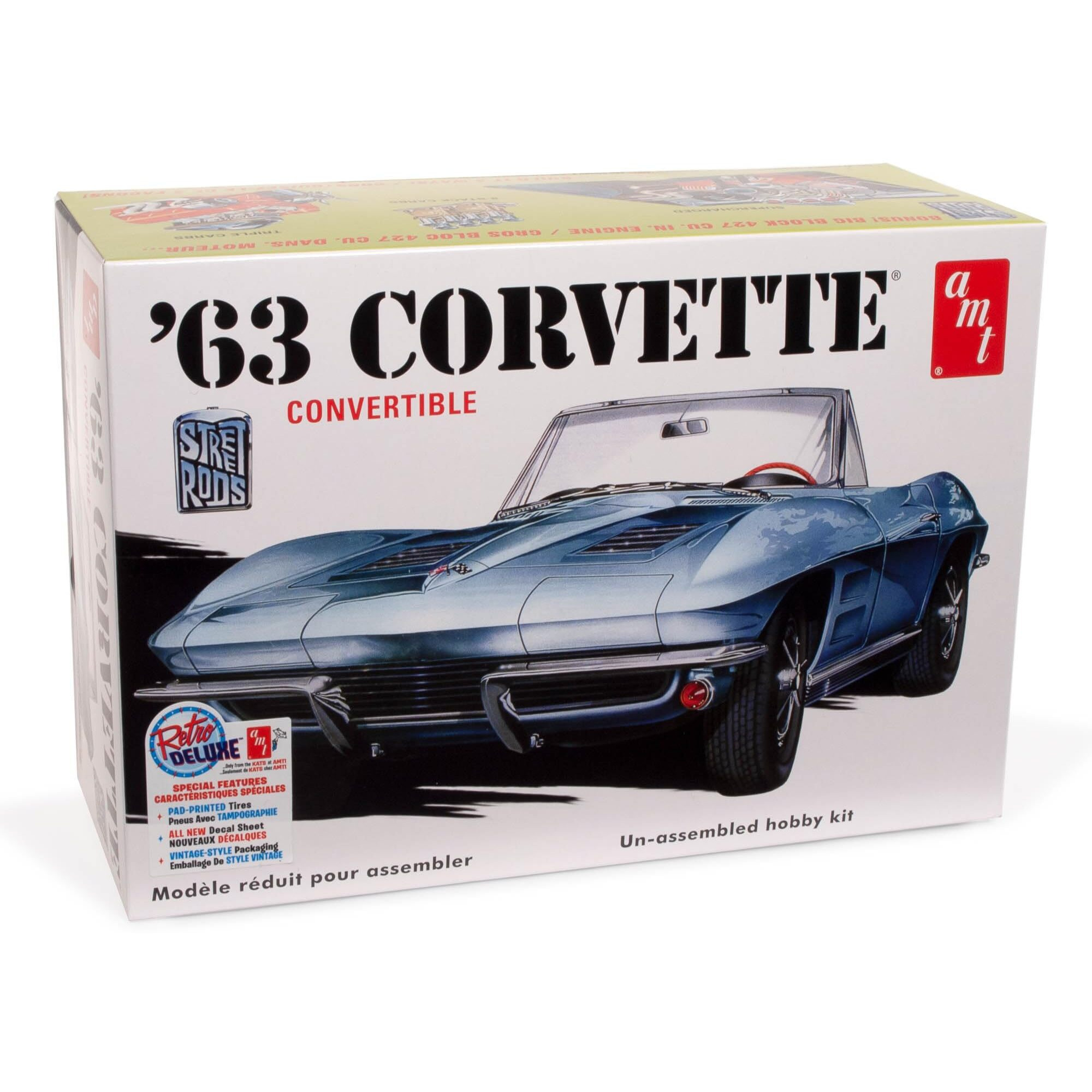 Skill 2 Model Kit 1963 Chevrolet Corvette Convertible 3-in-1 Kit 1/25 Scale Model by AMT
