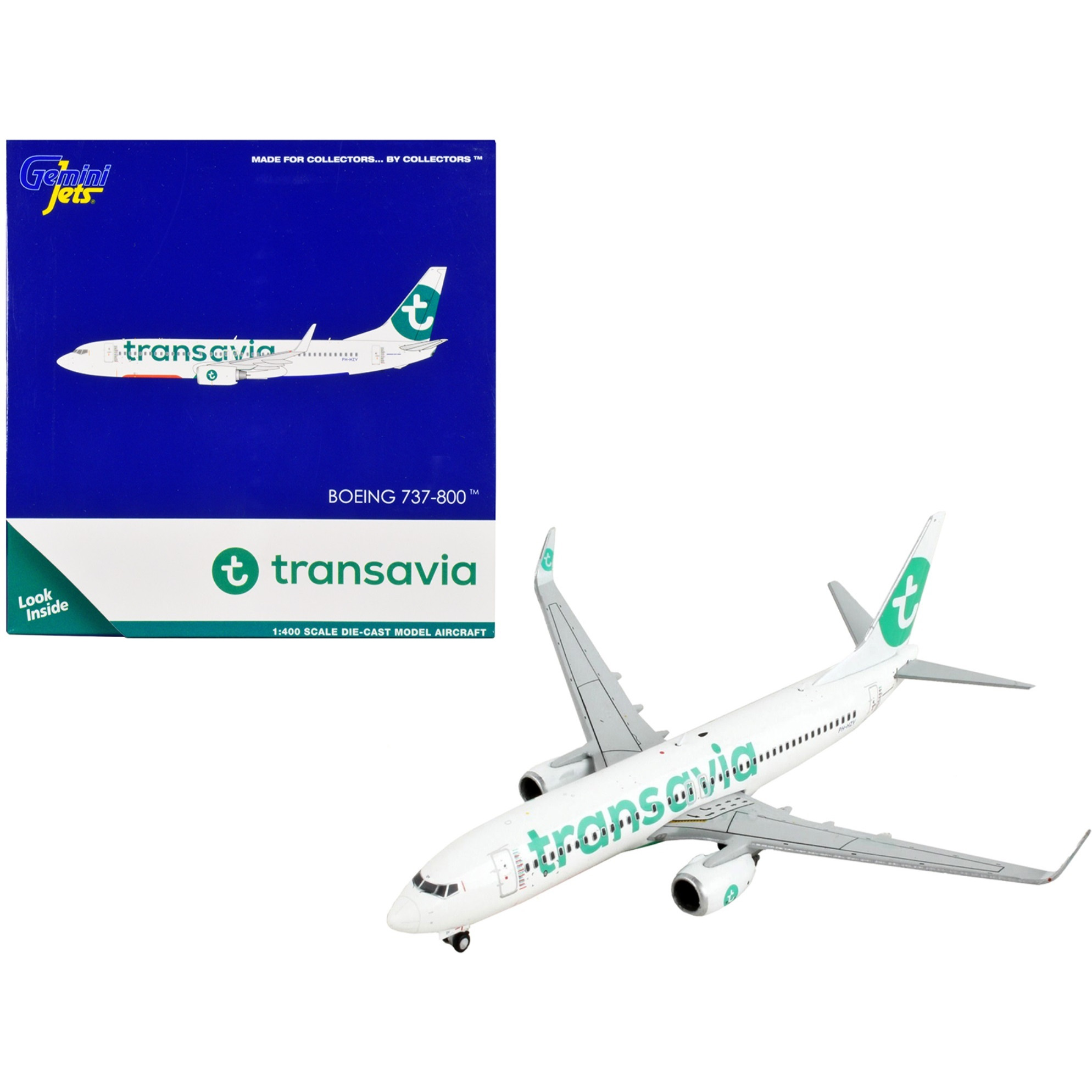 Boeing 737-800 Commercial Aircraft &quotTransavia Airlines" White with Green Tail 1/400 Diecast Model Airplane by GeminiJets
