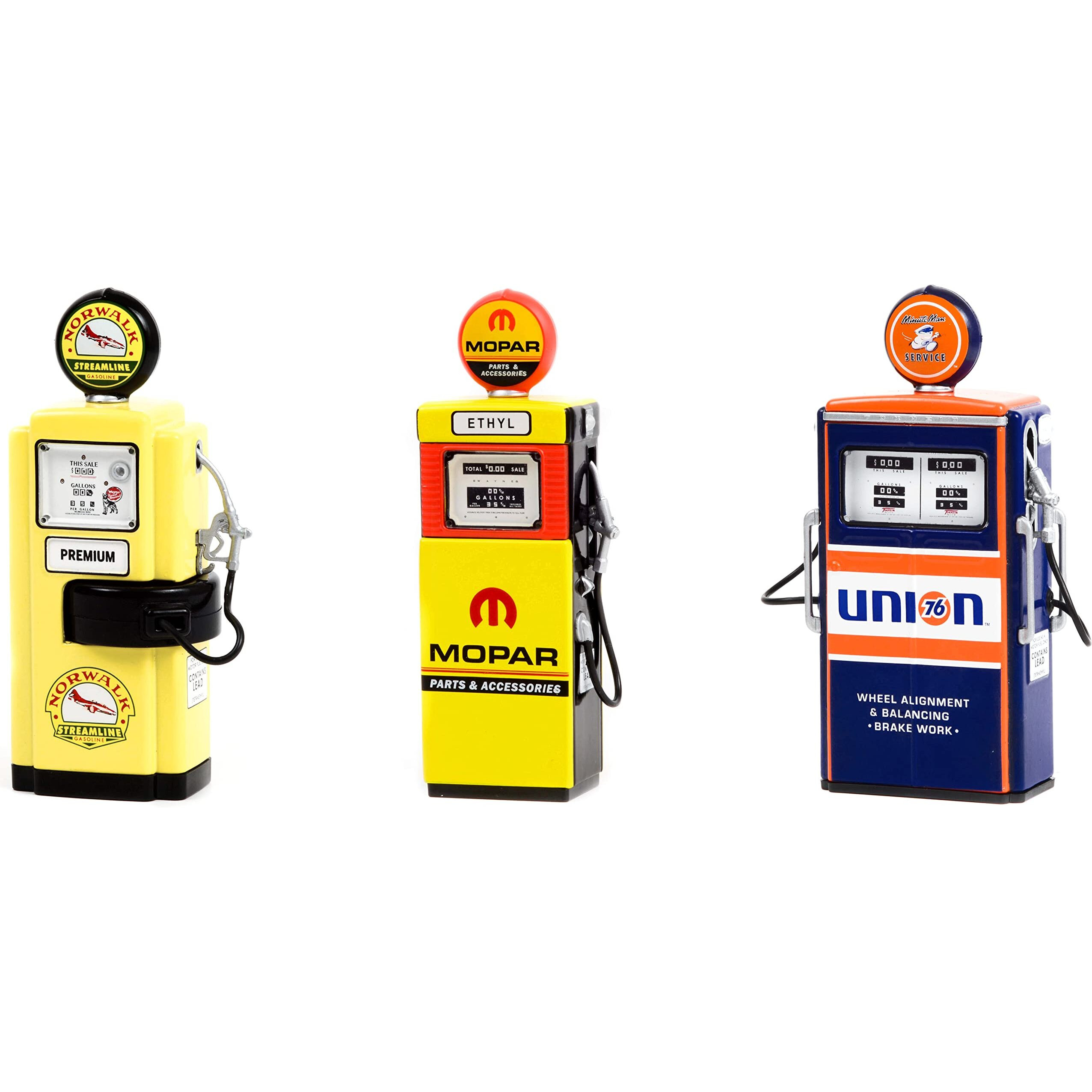 Vintage Gas Pump Set of 3 Pumps Series 11 1/18 Diecast Models by Greenlight