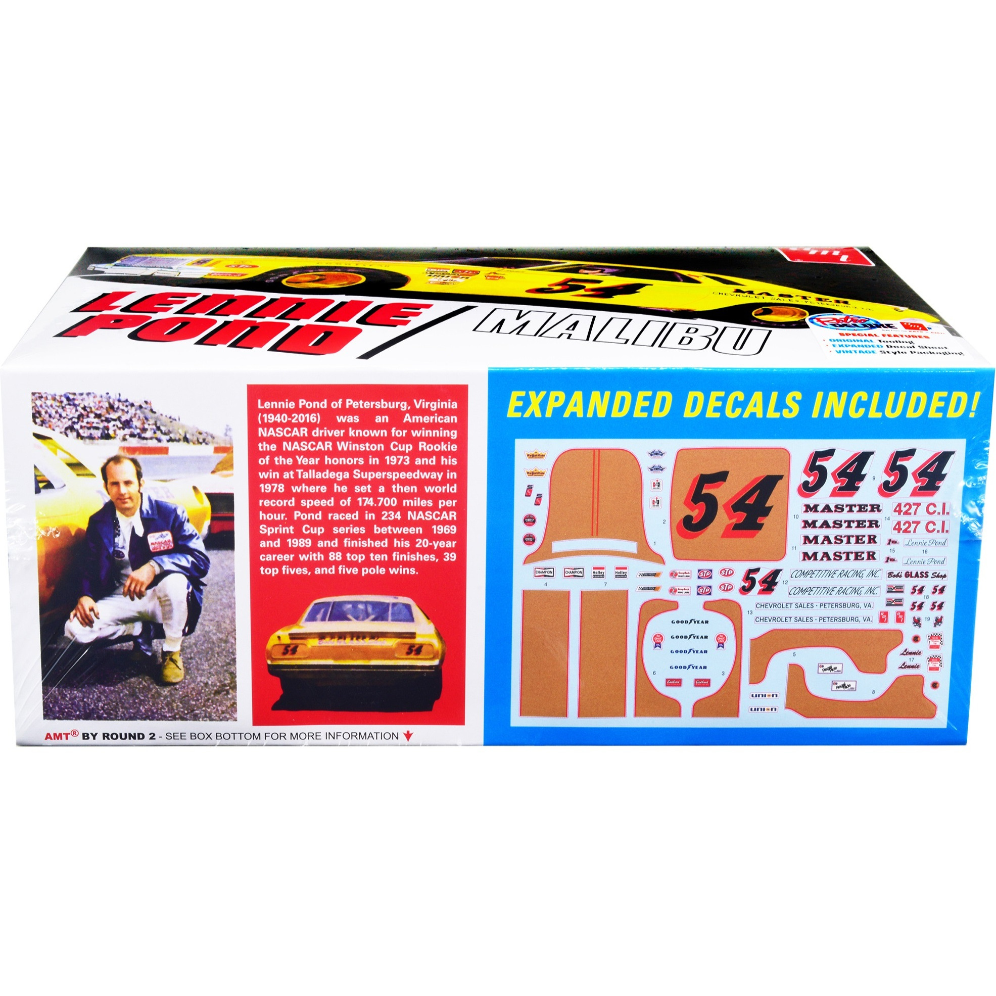 Skill 2 Model Kit 1974 Chevrolet Malibu Stock Car 54 Lennie Pond 1/25 Scale Model by AMT