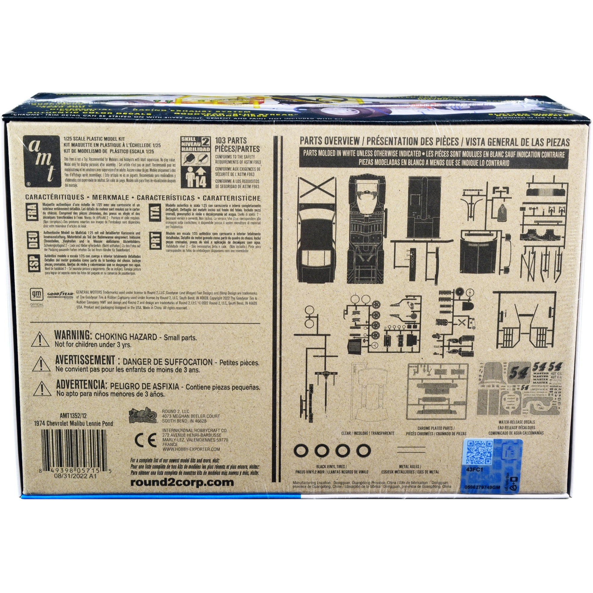 Skill 2 Model Kit 1974 Chevrolet Malibu Stock Car 54 Lennie Pond 1/25 Scale Model by AMT