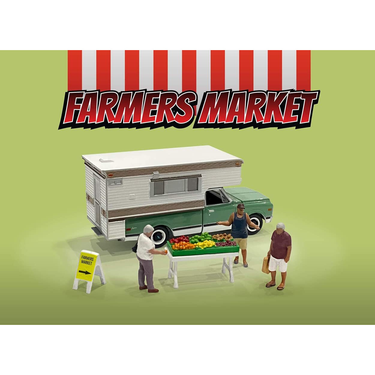 &quotFarmers Market" 6 piece Diecast Set (3 Figures and 3 Accessories) Limited Edition to 4800 pieces Worldwide for 1/64 Scale Models by American Diorama