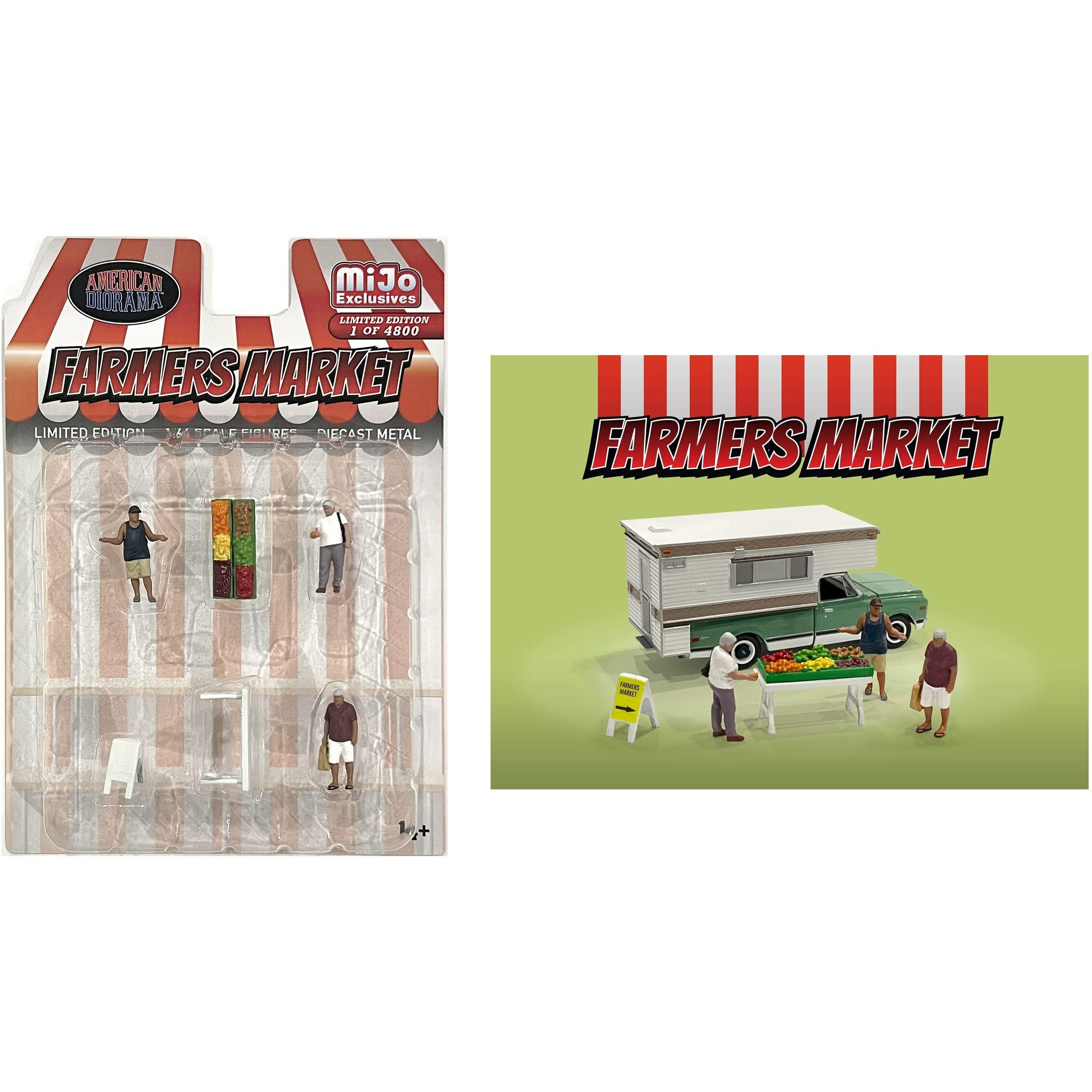 &quotFarmers Market" 6 piece Diecast Set (3 Figures and 3 Accessories) Limited Edition to 4800 pieces Worldwide for 1/64 Scale Models by American Diorama