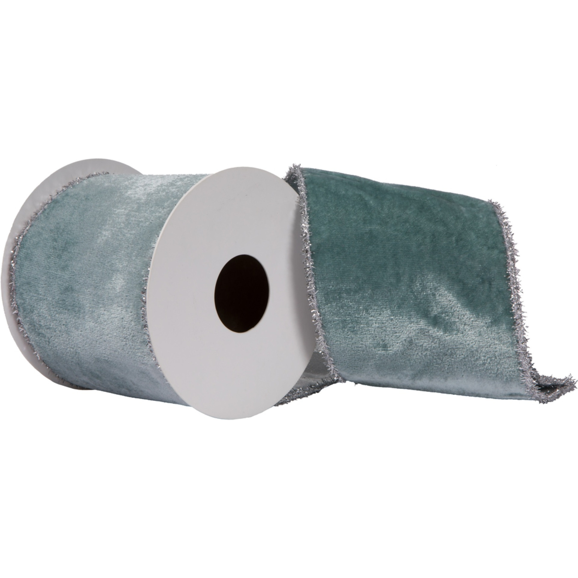 Vickerman 4" x 5 Yards Aqua Viscose Velvet Double Fused Ribbon.