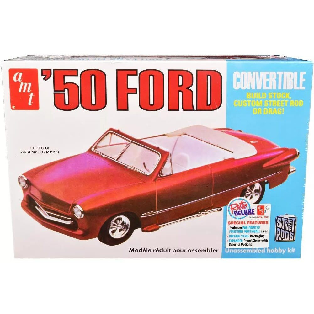 Skill 2 Model Kit 1950 Ford Convertible &quotStreet Rods&quot 3-in-1 Kit 1/25 Scale Model by AMT