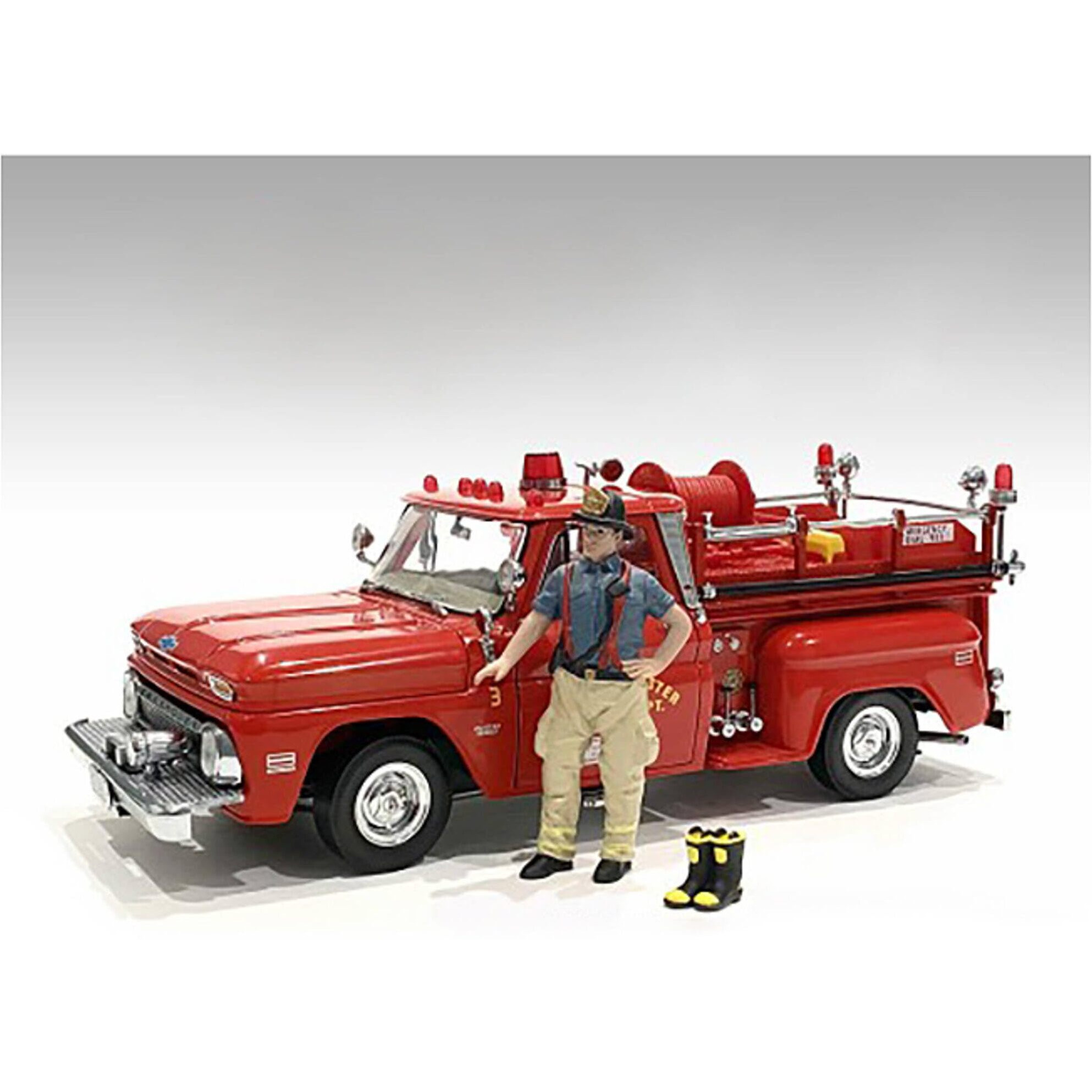 &quotFirefighters" Getting Ready Figure with Boots Accessory for 1/24 Scale Models by American Diorama