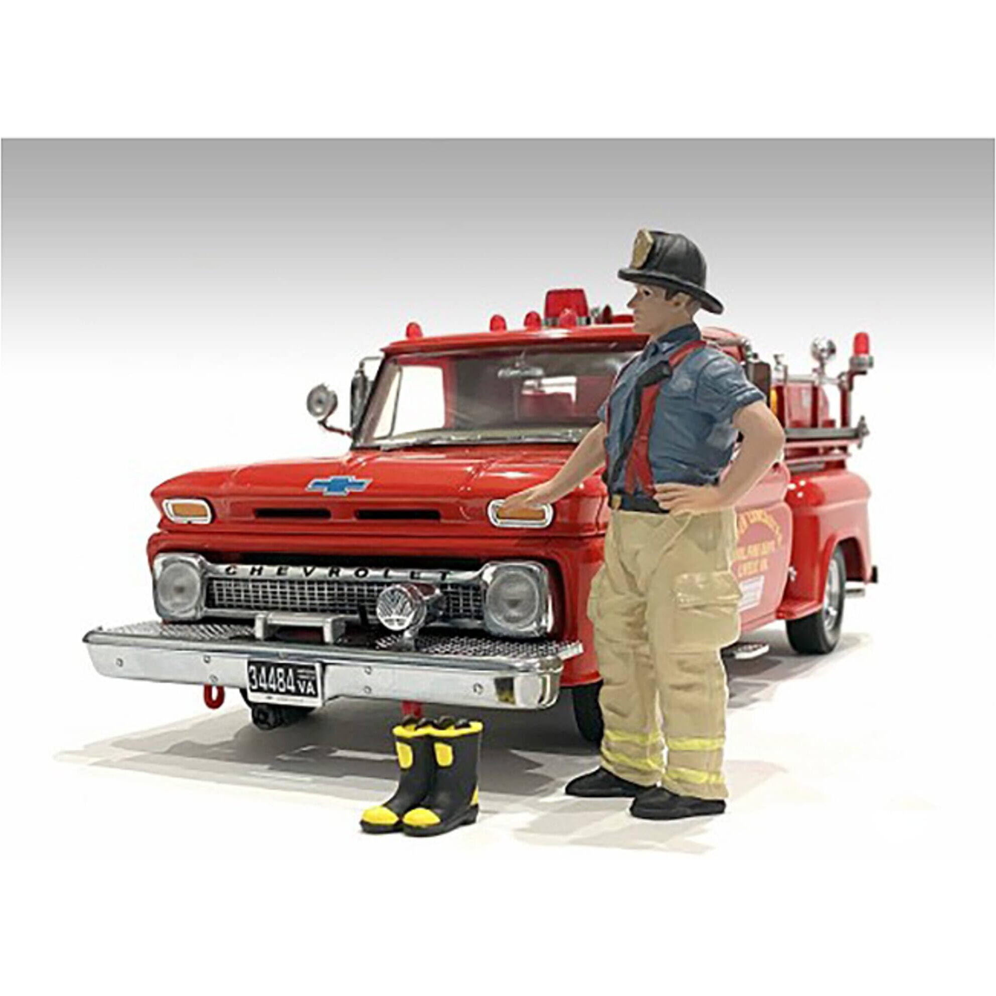 &quotFirefighters" Getting Ready Figure with Boots Accessory for 1/24 Scale Models by American Diorama