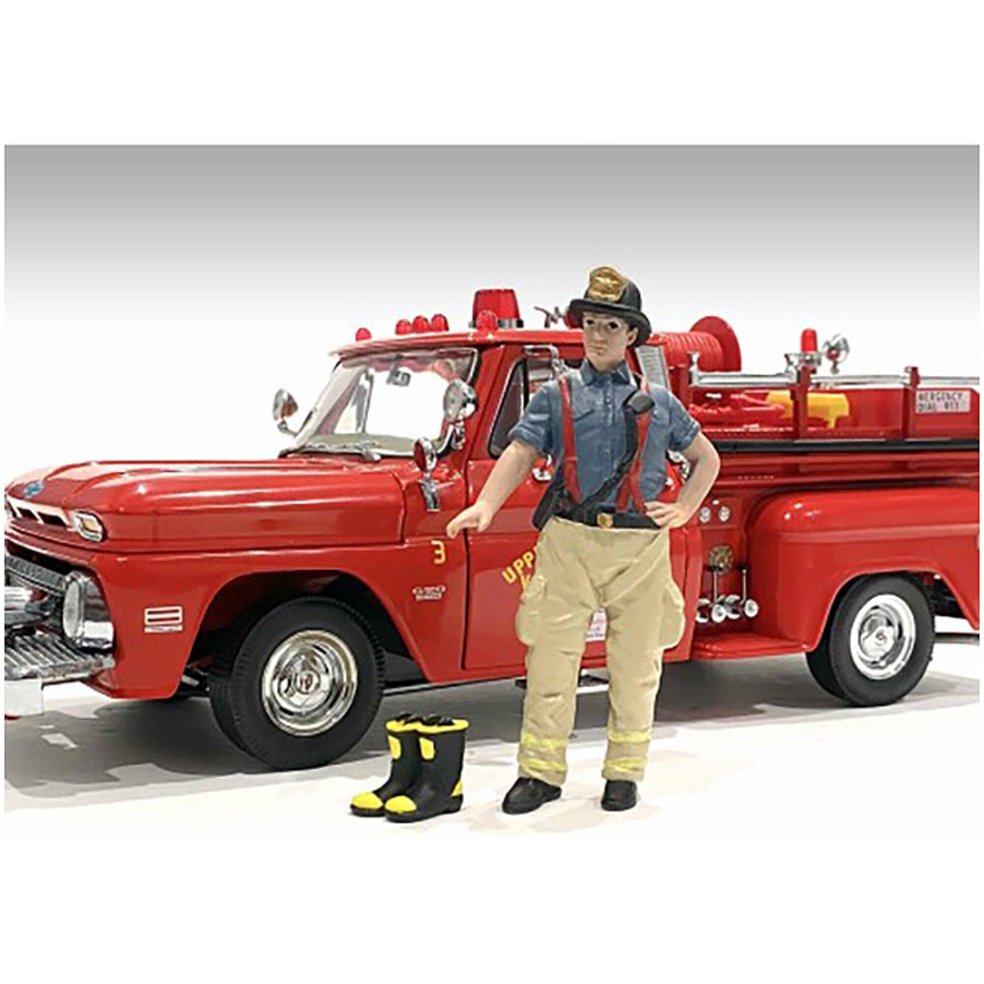 &quotFirefighters" Getting Ready Figure with Boots Accessory for 1/24 Scale Models by American Diorama