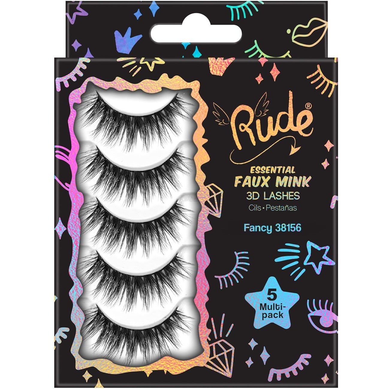 Rude Essential Faux Mink 3D Lashes 5 Multi-Pack(D0102H2cYMA)