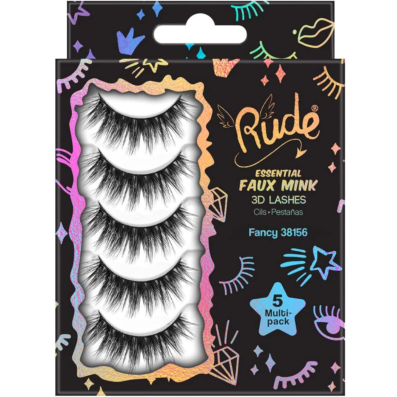 Rude Essential Faux Mink 3D Lashes 5 Multi-Pack(D0102H2cYMA)