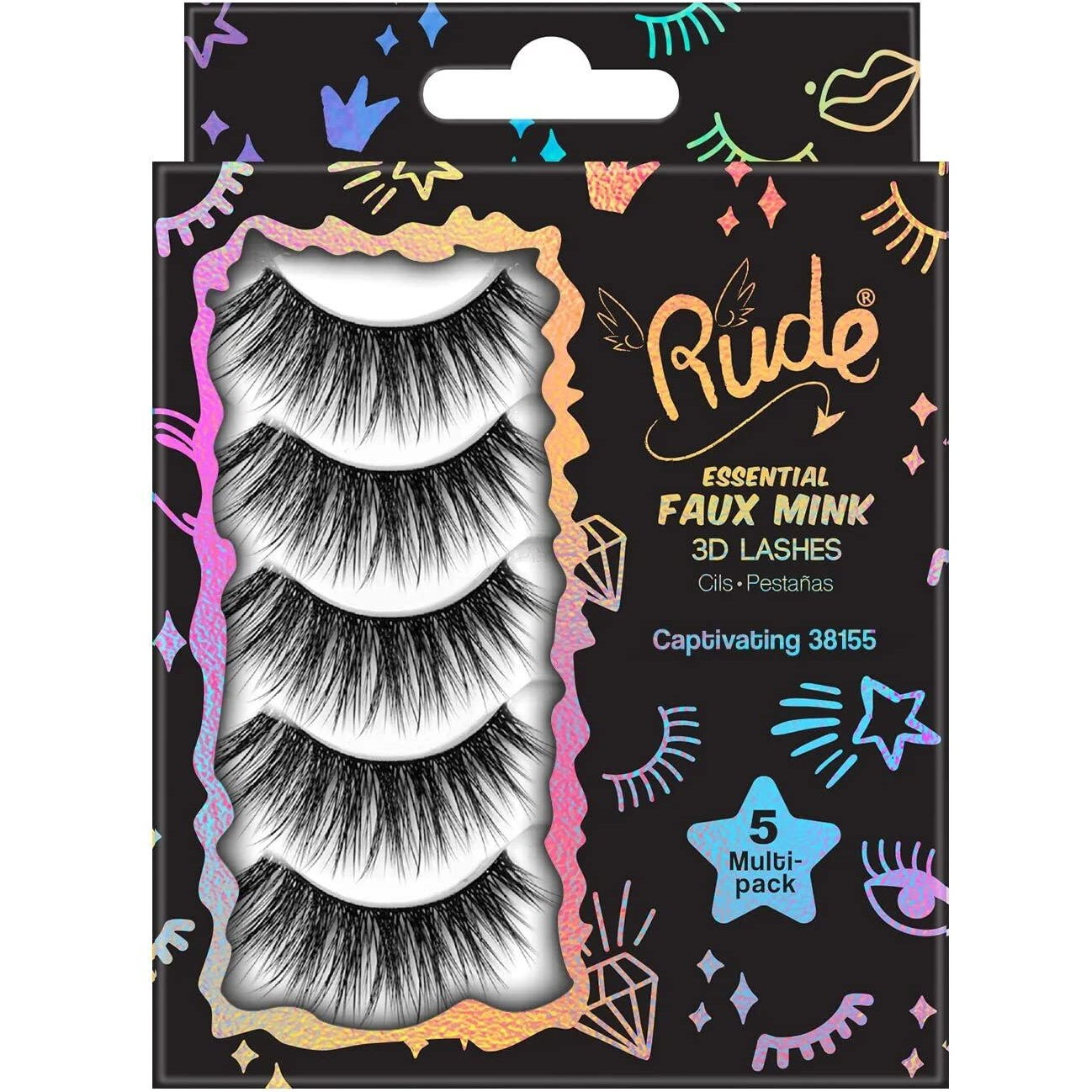 Rude Essential Faux Mink 3D Lashes 5 Multi-Pack(D0102H2cYDU)