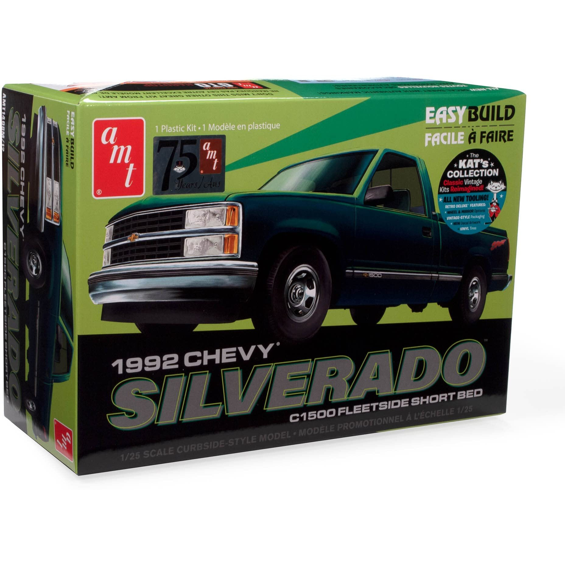 Skill 2 Model Kit 1992 Chevrolet Silverado C1500 Fleetside Short Bed Pickup Truck &quotEasy Build" 1/25 Scale Model by AMT