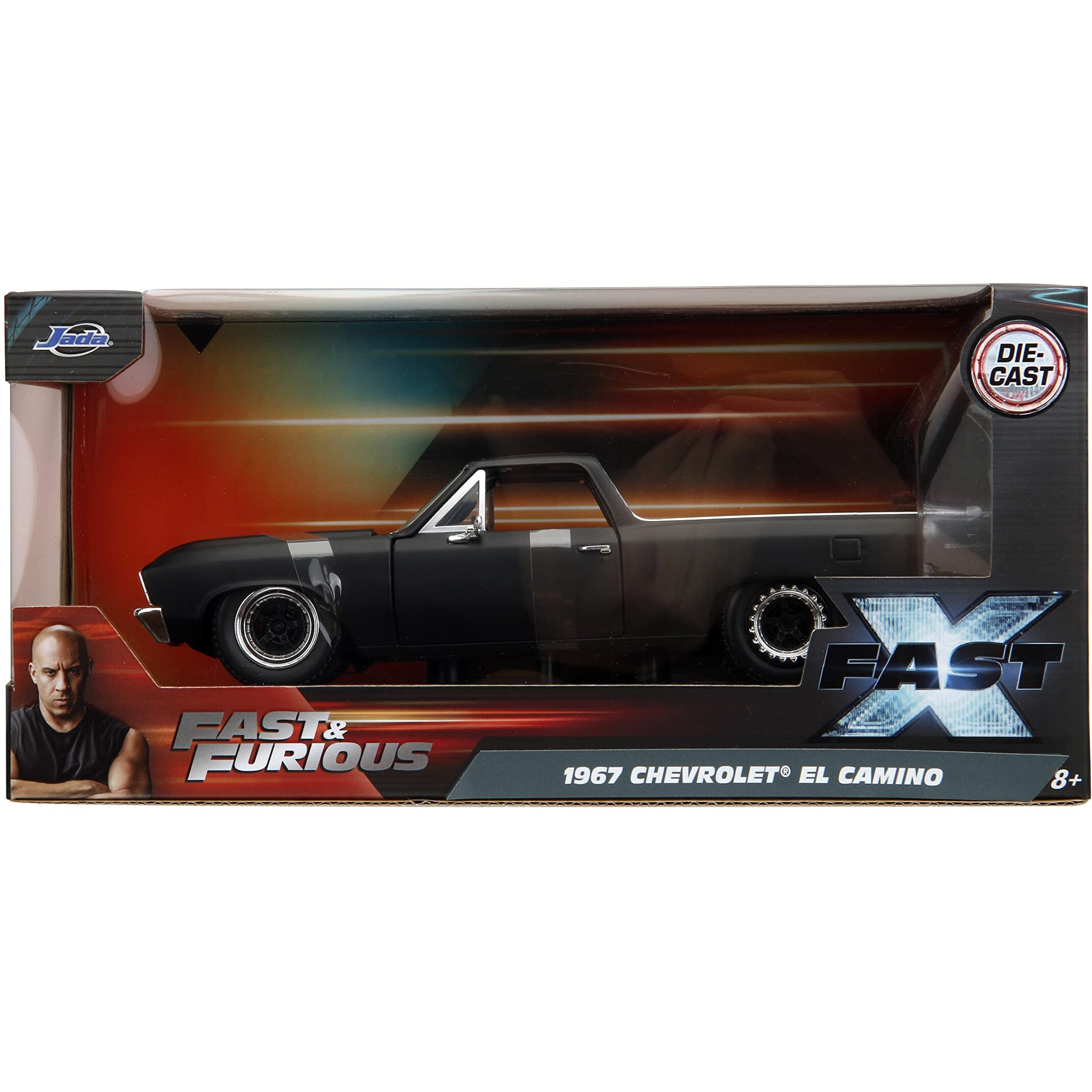1967 Chevrolet El Camino Matt Black &quotFast & Furious" Series 1/24 Diecast Model Car by Jada