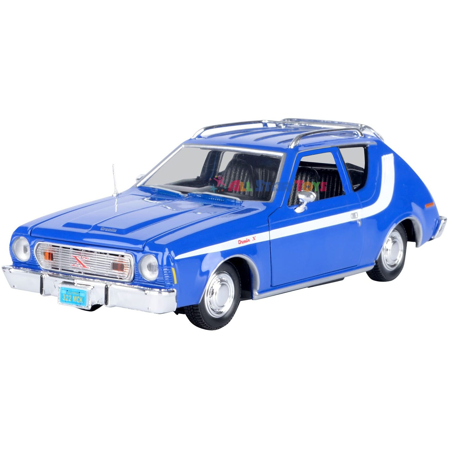 1974 AMC Gremlin X Blue with White Stripes and Roof Rack &quotForgotten Classics" Series 1/24 Diecast Model Car by Motormax