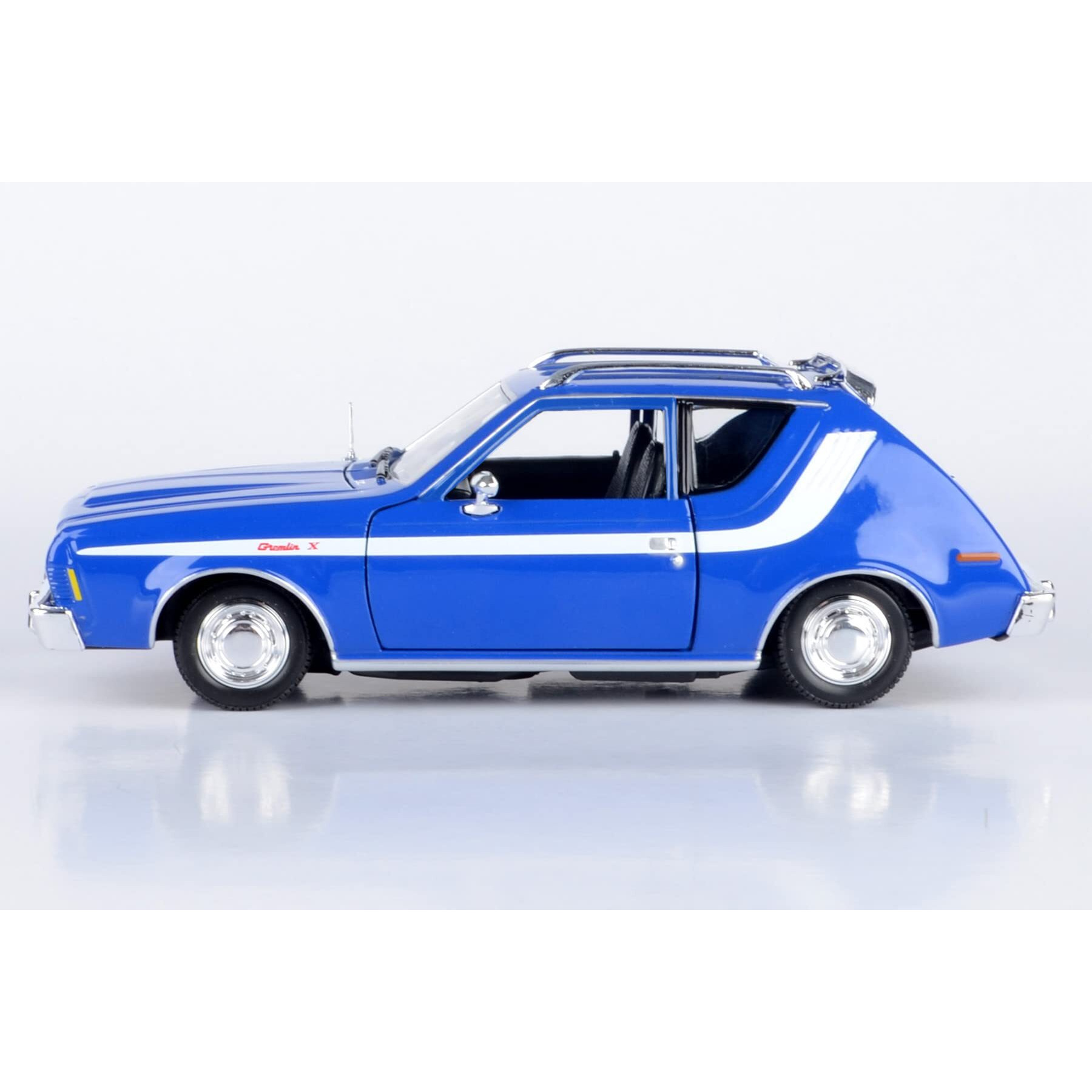 1974 AMC Gremlin X Blue with White Stripes and Roof Rack &quotForgotten Classics" Series 1/24 Diecast Model Car by Motormax