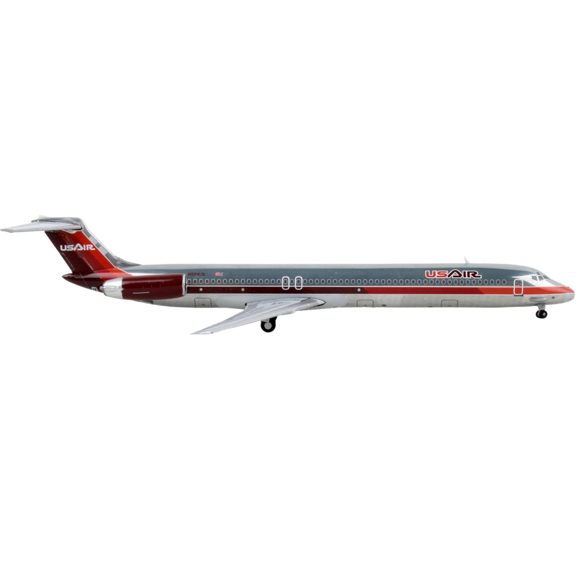 McDonnell Douglas MD-82 Commercial Aircraft &quotUSAir" Silver with Red Tail 1/400 Diecast Model Airplane by GeminiJets
