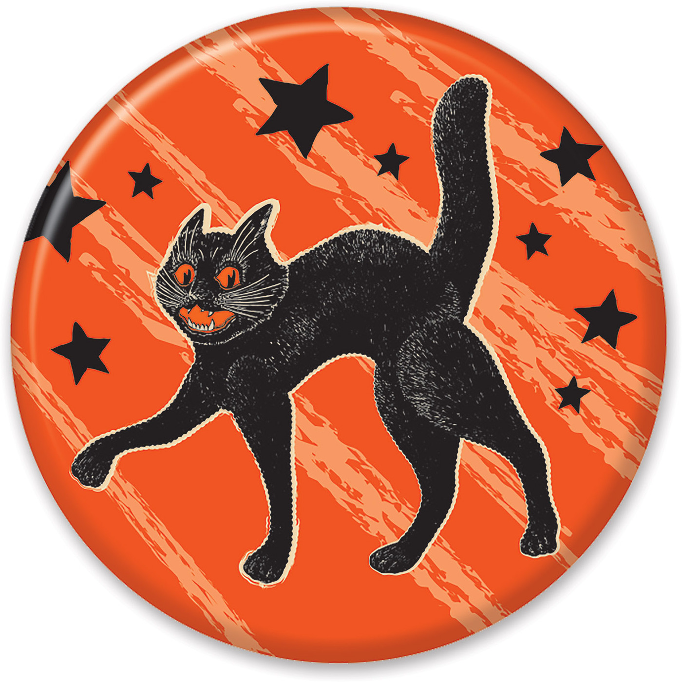 Vintage Halloween Scratch Cat Button