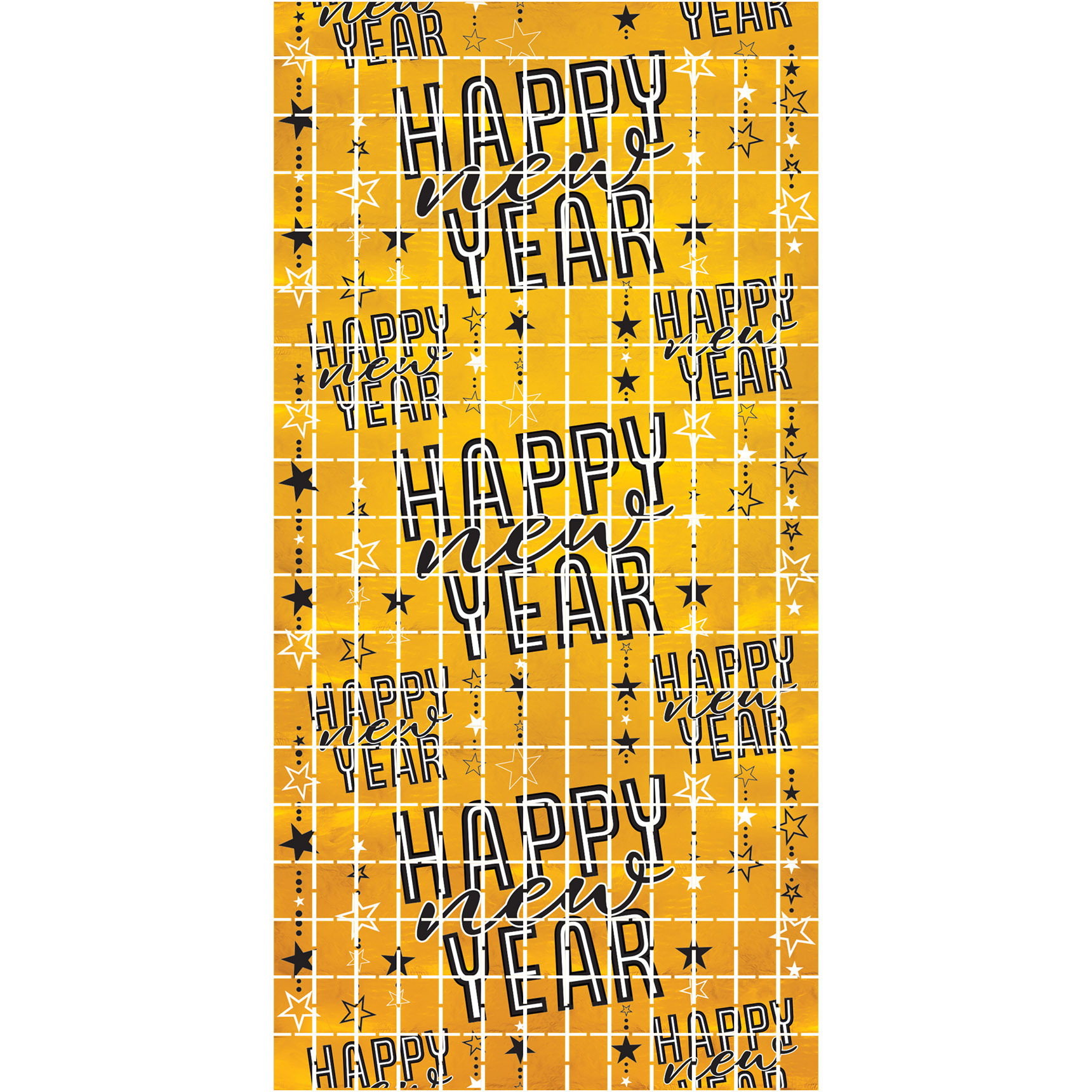 Happy New Year Metallic Square Curtain