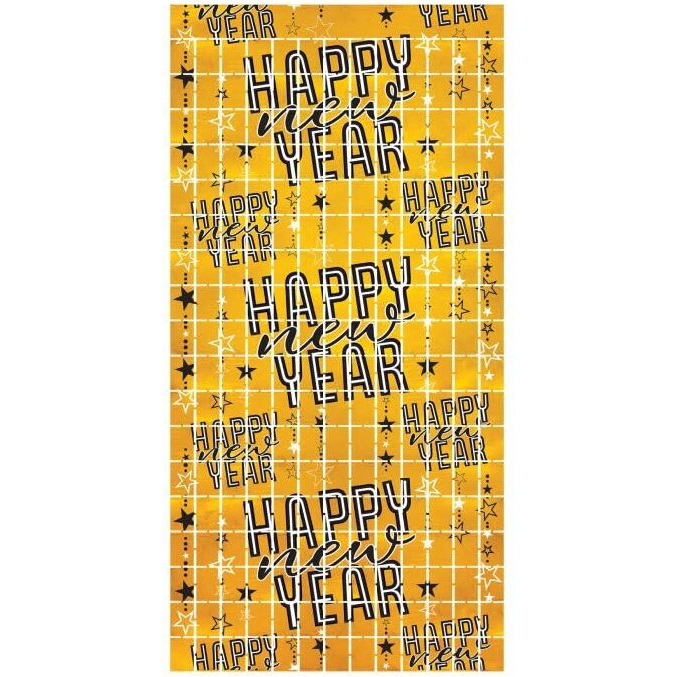 Happy New Year Metallic Square Curtain