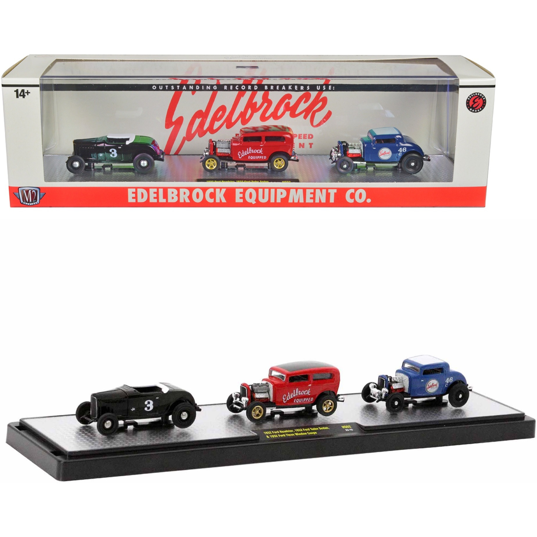&quotEdelbrock Equipment Co." Set of 3 Pieces Limited Edition to 2750 pieces Worldwide 1/64 Diecast Models by M2 Machines