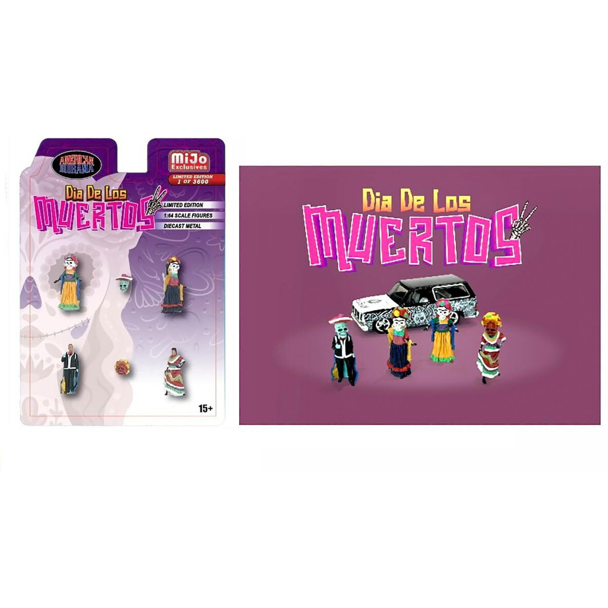 &quotDia de los Muertos 2" 6 piece Diecast Set (4 Figures 2 Masks) Limited Edition to 3600 pieces Worldwide for 1/64 Scale Models by American Diorama