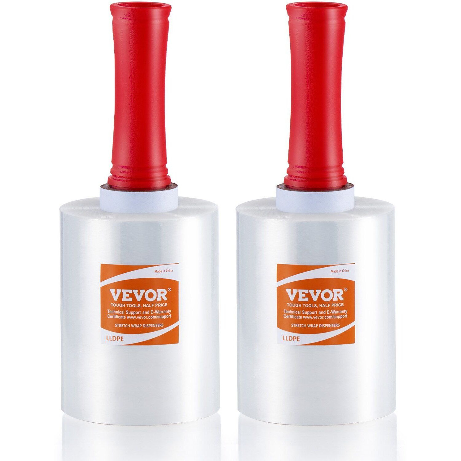 VEVOR Stretch Film, 5 inches x 1000 feet, 2 Pack, 80 Gauge Industrial Strength Clear Durable Stretch Wrap Roll, Heavy Duty Shrink Film Stretch Wrap with Handles for Pallet Wrapping Shipping Moving