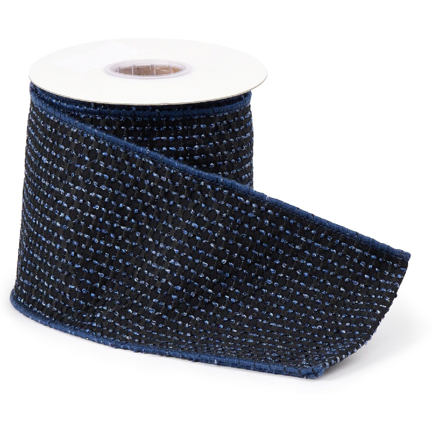 Navy Blue Woven Wired Ribbon (Set of 2)