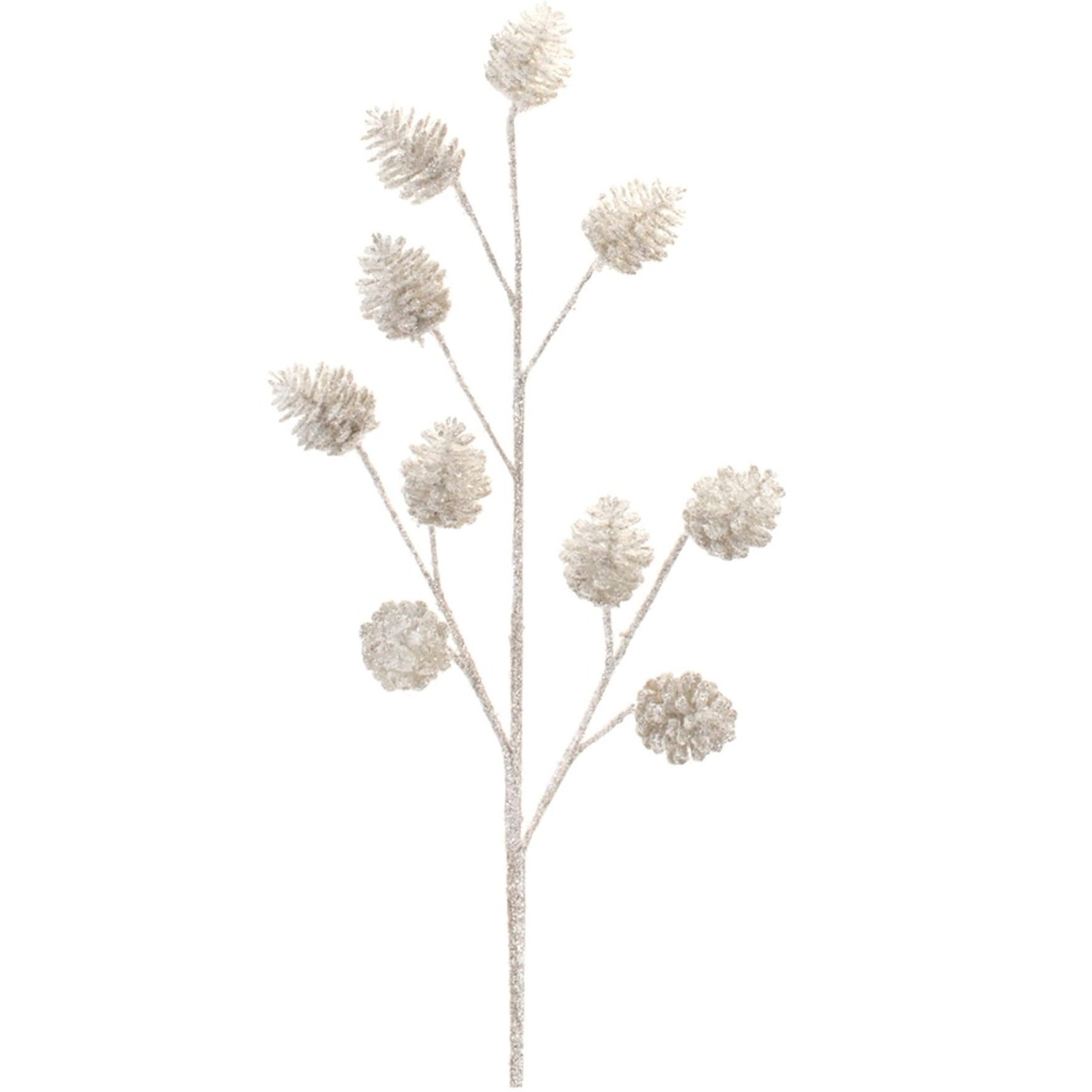 Glittered Silver Pinecone Spray (Set of 6)