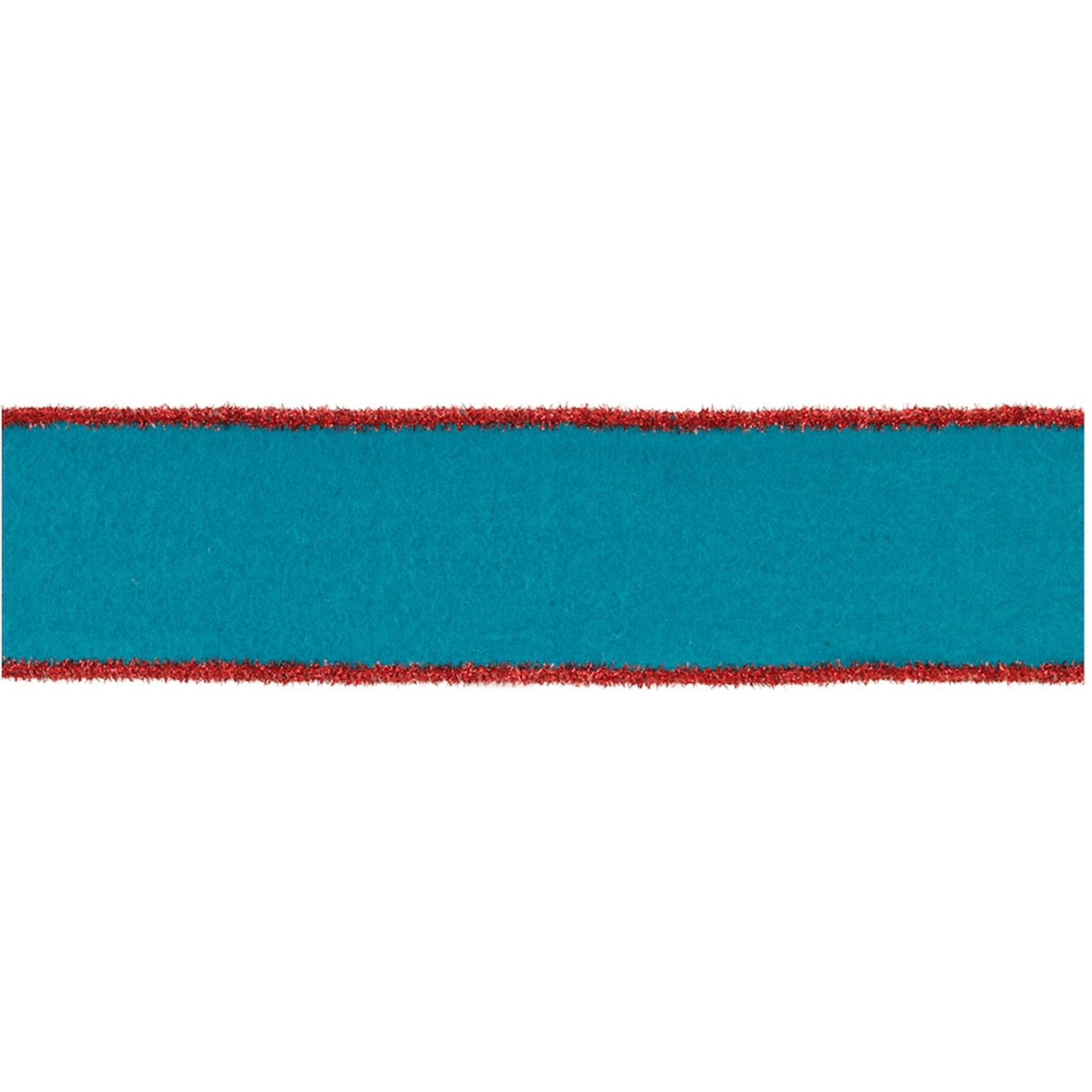 Blue Wool and Red Wired Ribbon (Set of 2)