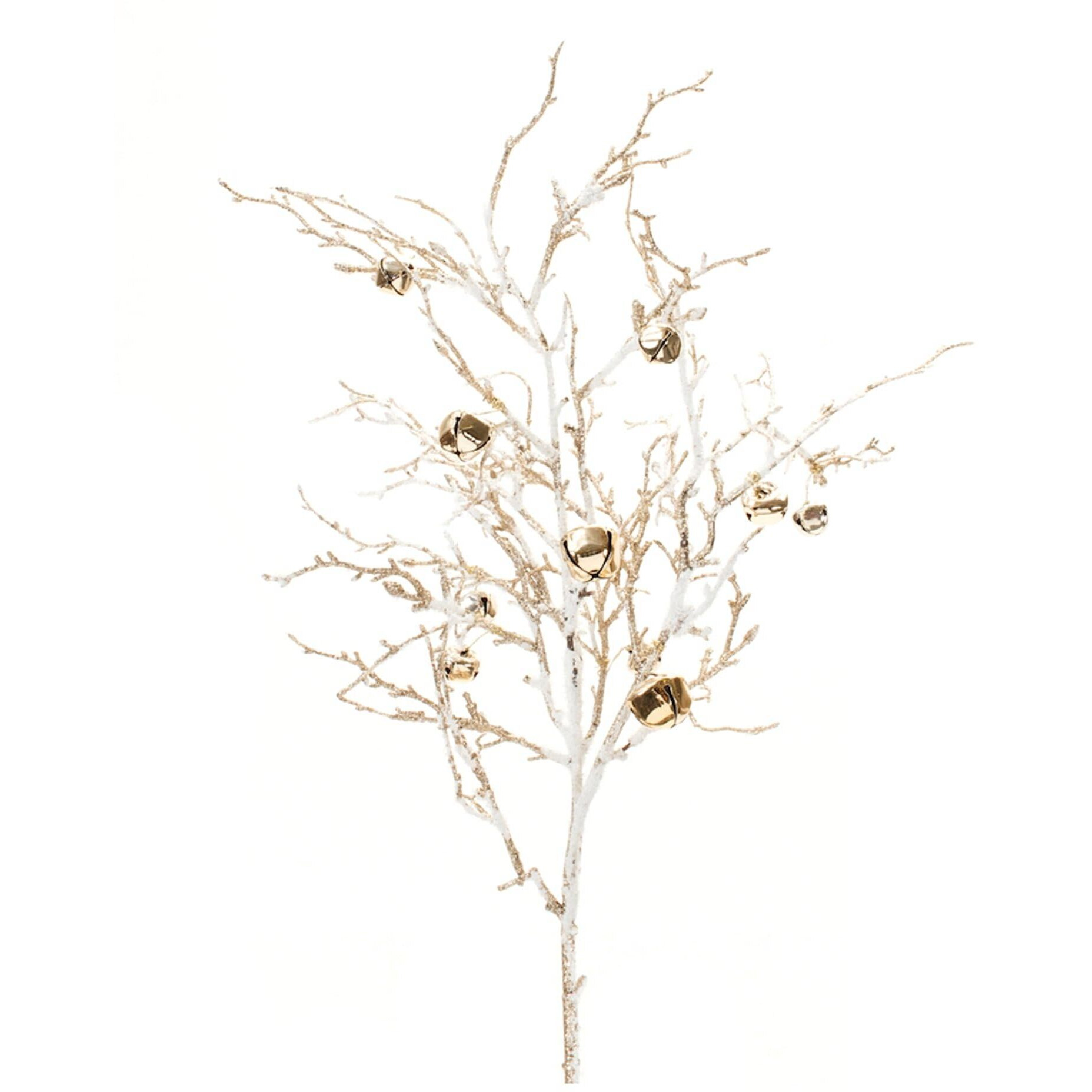 Flocked Sleigh Bell Twig Branch (Set of 2)