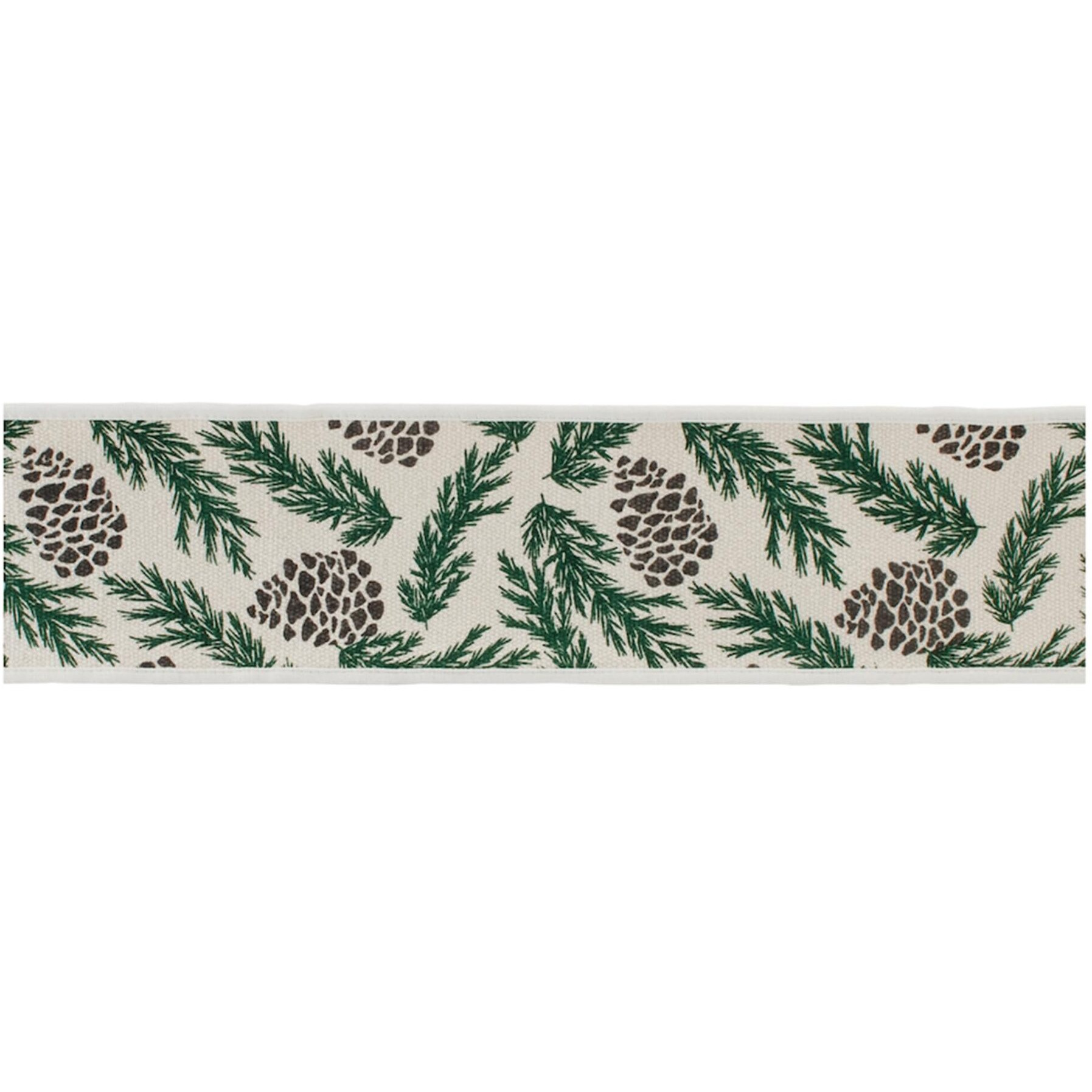 Pine and Pinecone Cotton Wired Ribbon 4" x 5yds
