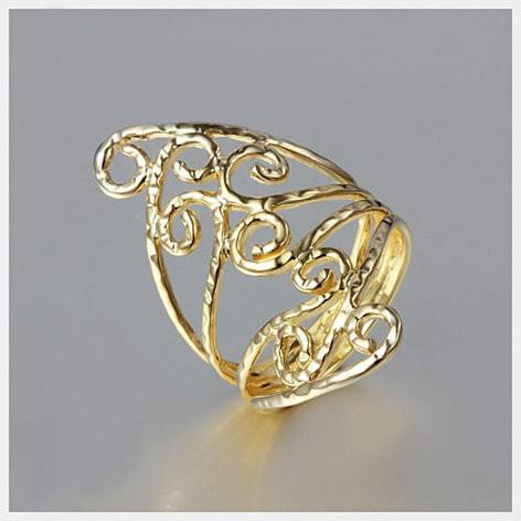 Swirl & Twirl - The 18kt gold Plated Fine Filigree Ring(D0102HPIWZ7)