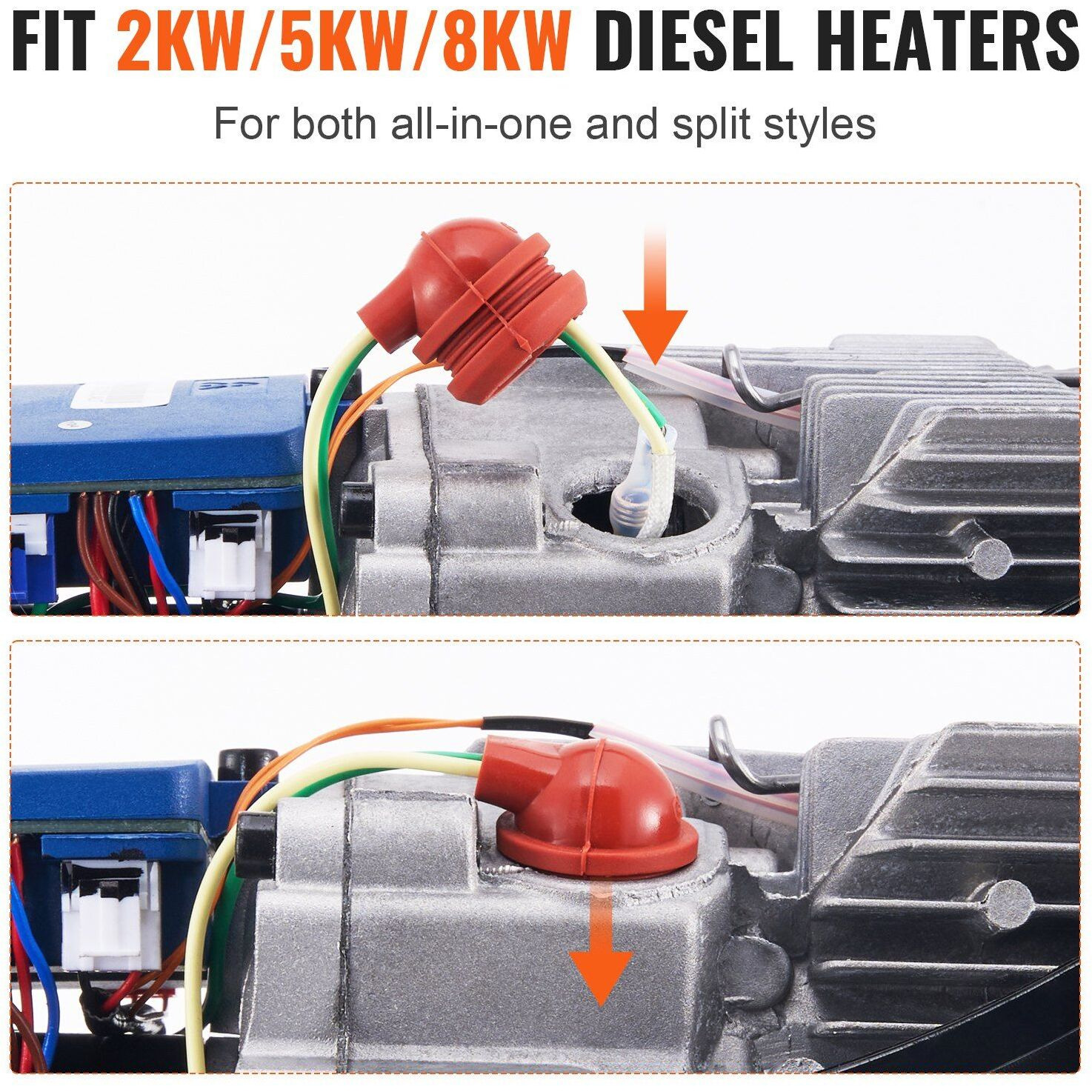 VEVOR Diesel Heater Glow Plug Kit, Ceramic Glow Plug Repair Kit, Air Diesel Parking Heater Part with Removal Fitting Tool, Diesel Heater Rebuild Kit for 2KW/5KW/8KW Diesel Heater Replacement