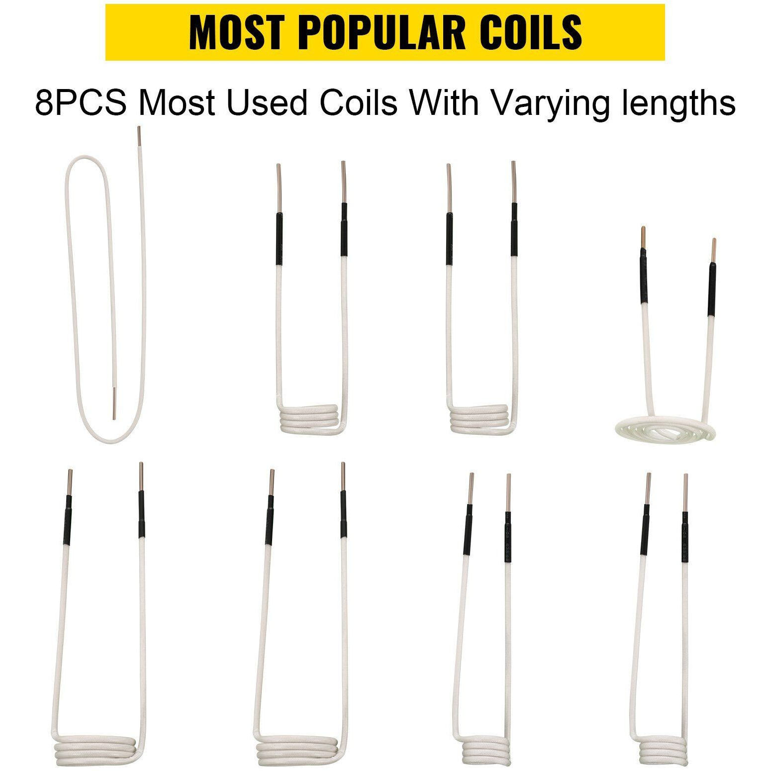 VEVOR Induction Heater Coil Kit 8PCS Most Used Induction Heater Coils with Varying Lengths, Heat Resistant Induction Heater Tool with Flexibility and Long Lifespan For Removing Rusty Bolts and Nuts