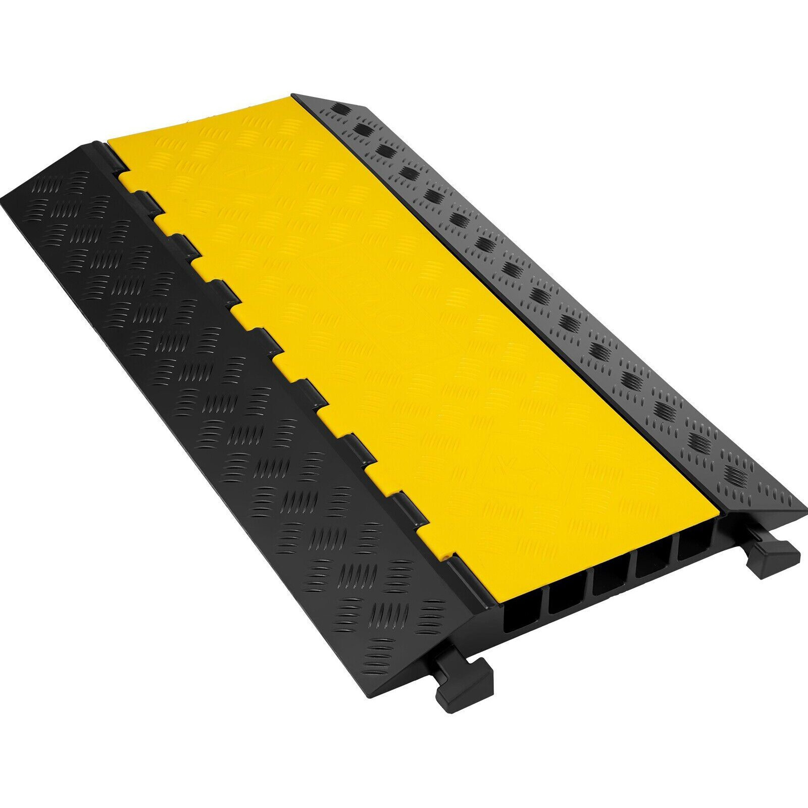 VEVOR 5 Channel Cable Protectors Extreme Rubber Cable Ramps Heavy Duty Protective Cable Wire Cord Ramp Driveway Rubber Traffic Speed Bumps Cable Protector (5-Channel 1Pack-18000Lb)