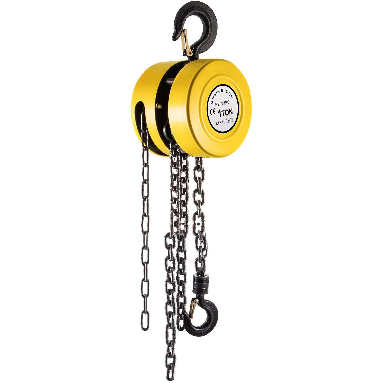 VEVOR Hand Chain Hoist, 2200 lbs /1 Ton Capacity Chain Block, 20ft/6m Lift Manual Hand Chain Block, Manual Hoist w/Industrial-Grade Steel Construction for Lifting Good in Transport & Workshop, Yellow