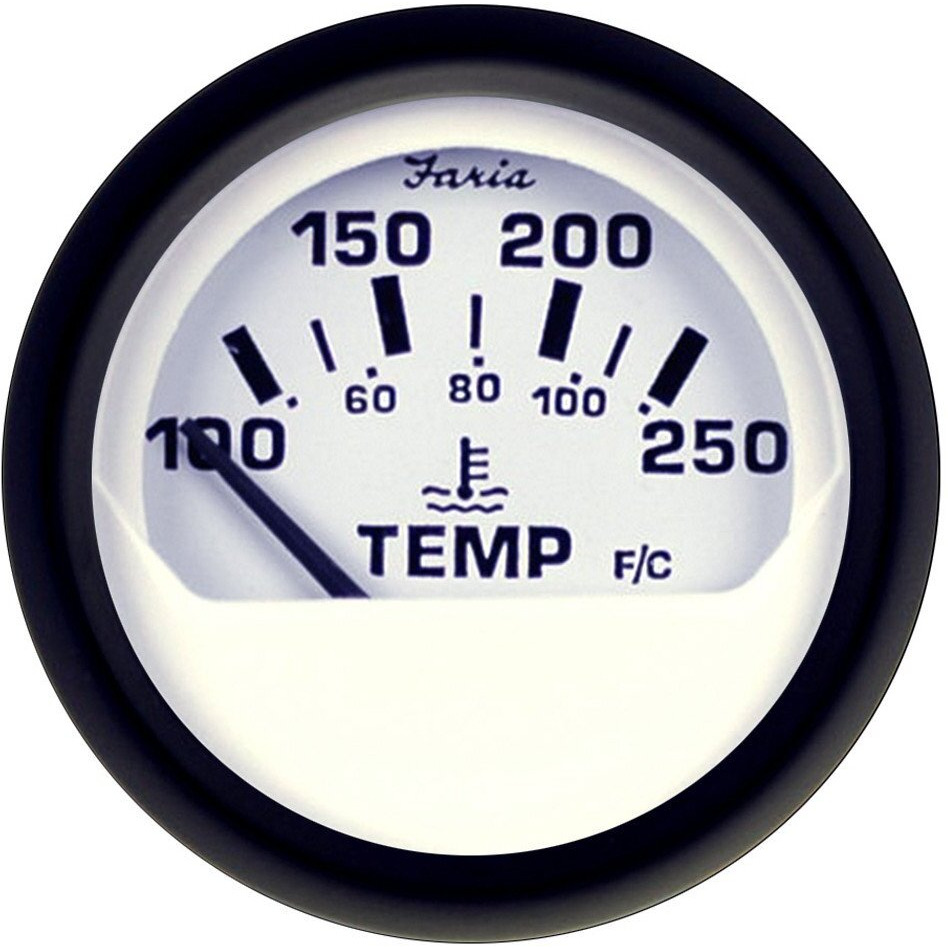 Faria 12904 Euro Water Temperature Gauge 100-250 F - White, 2"