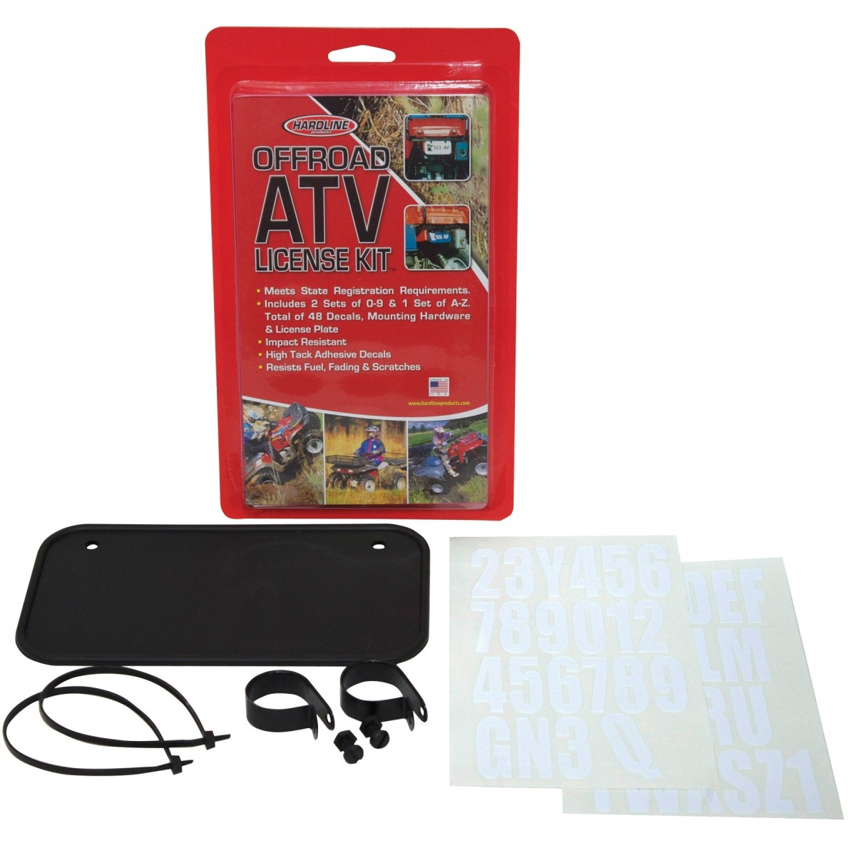 Hardline 2341B ATV License Plate Kit - Black Plate/White Letters