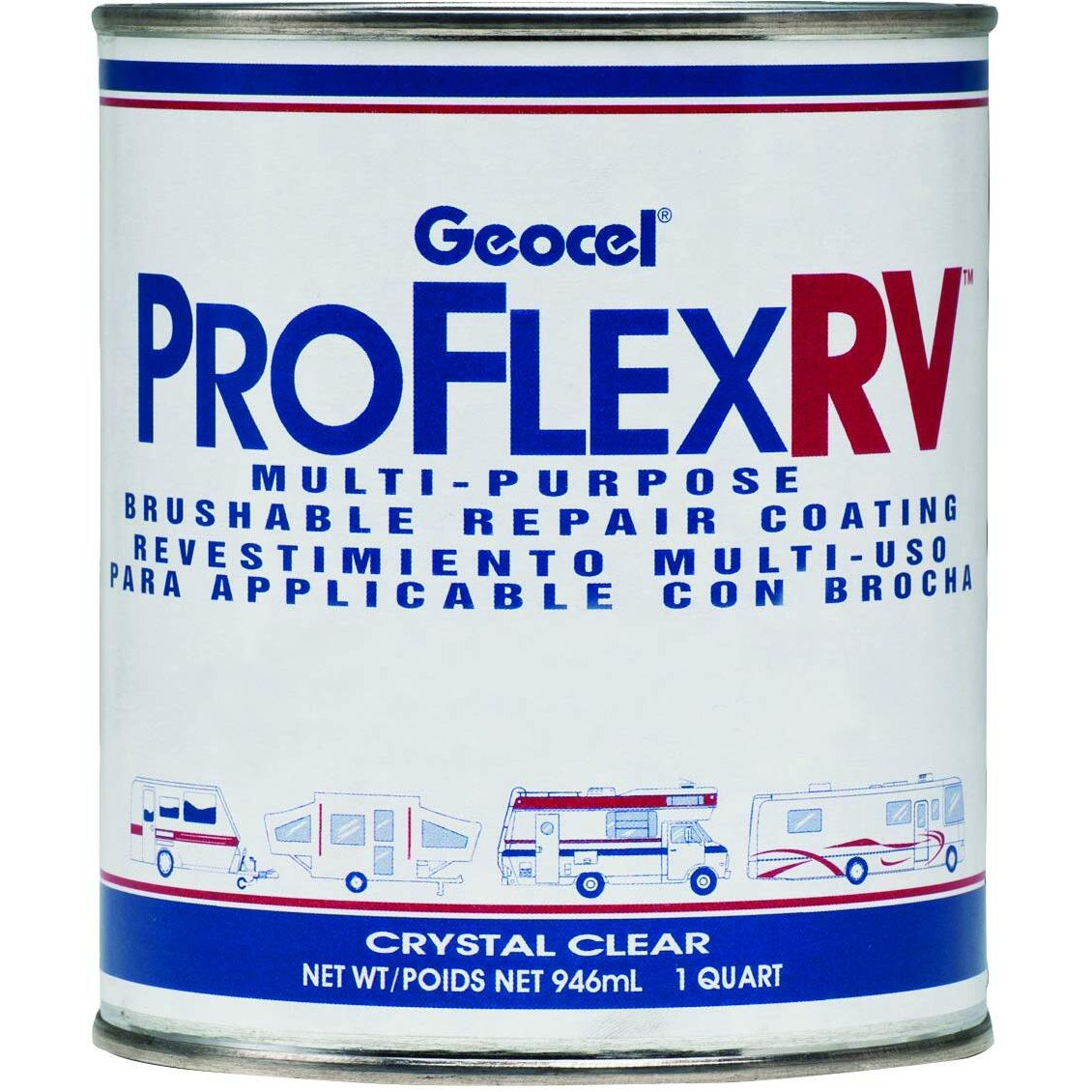 Geocel GC23200 Pro Flex RV Multi-Purpose Brushable Repair Coating - Clear, 1 Quart