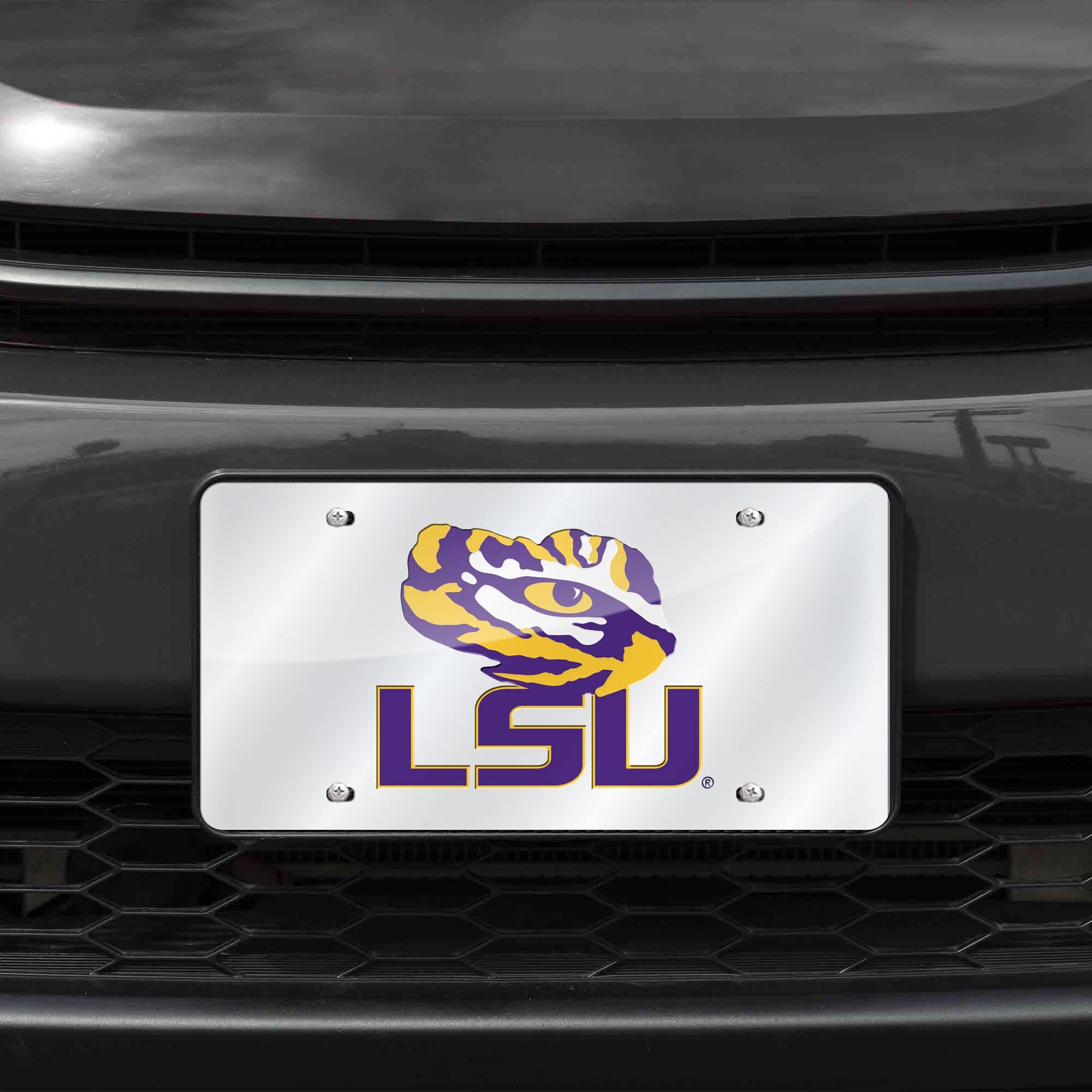 LSU Tigers License Plate Laser Cut Silver