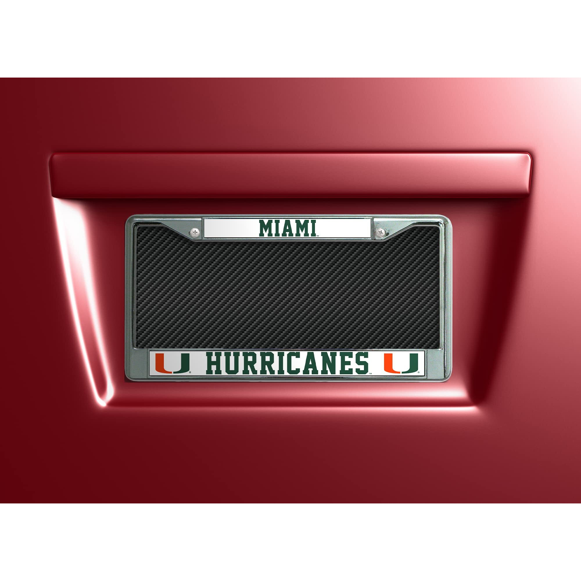 Miami Hurricanes License Plate Frame Chrome